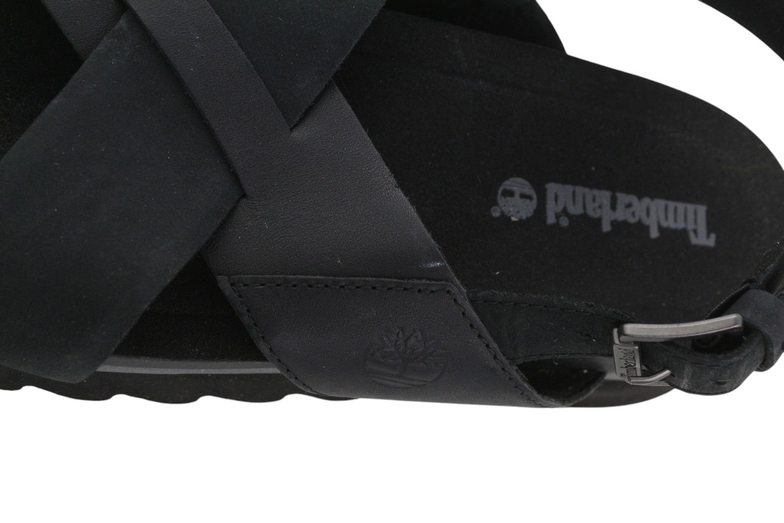 TIMBERLAND A23FE Women's EU39 Black Leather Platform Sandals Buckle Logo