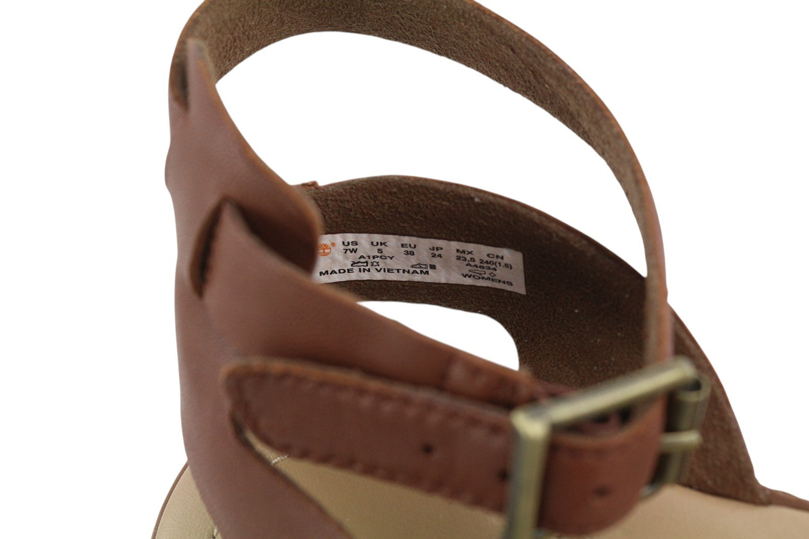 TIMBERLAND A1PCY Women's EU38/38.5 Brown Leather Flat Sandals Buckle Detail
