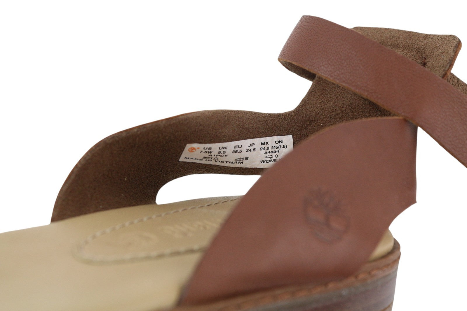 TIMBERLAND A1PCY Women's EU38/38.5 Brown Leather Flat Sandals Buckle Detail