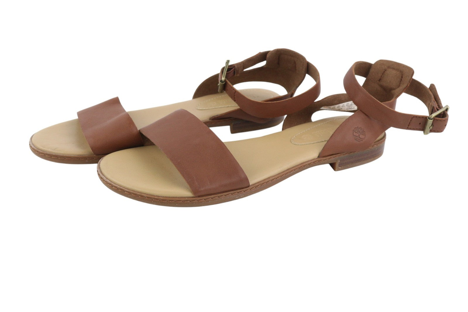 TIMBERLAND A1PCY Women's EU38/38.5 Brown Leather Flat Sandals Buckle Detail