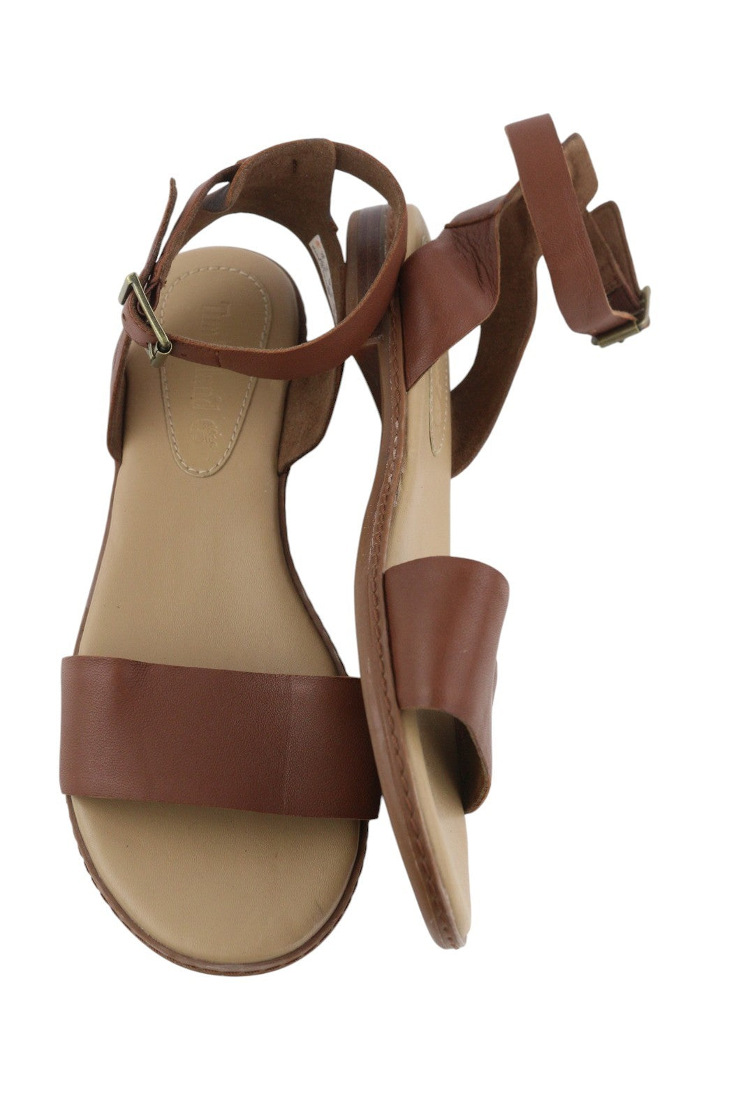 TIMBERLAND A1PCY Women's EU38/38.5 Brown Leather Flat Sandals Buckle Detail