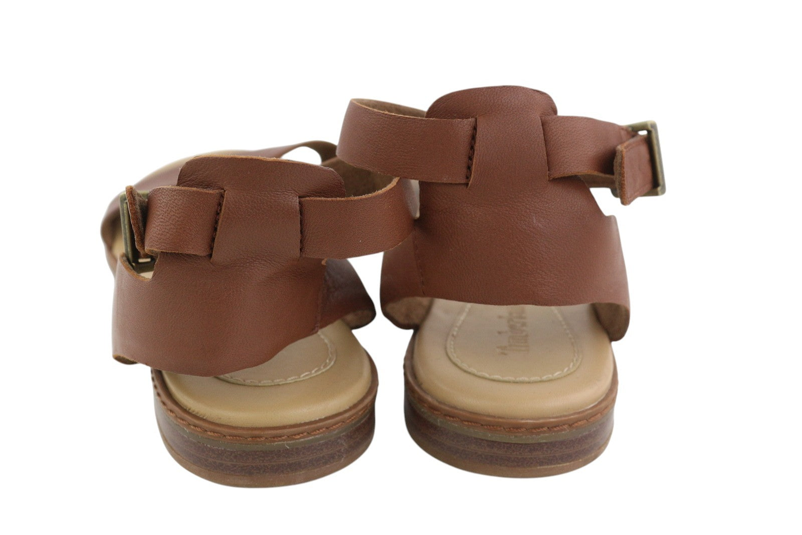 TIMBERLAND A1PCY Women's EU38/38.5 Brown Leather Flat Sandals Buckle Detail