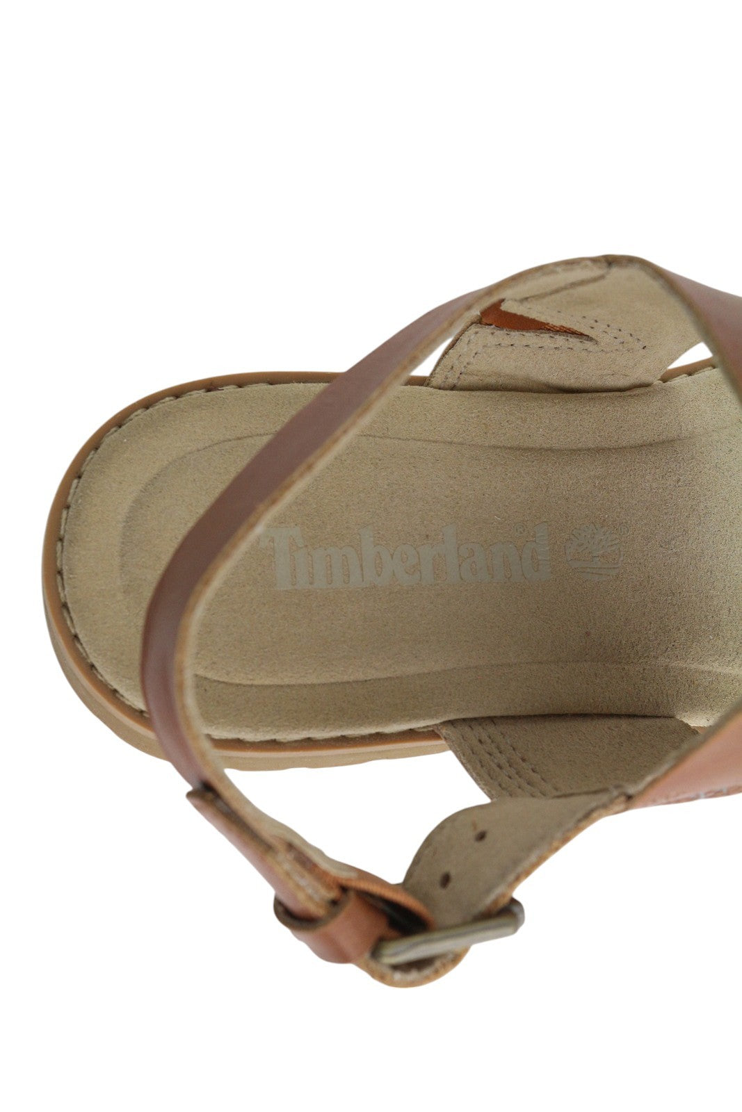 TIMBERLAND A23VZ Women's EU36 Brown Leather Open Toe Flat Sandals Logo