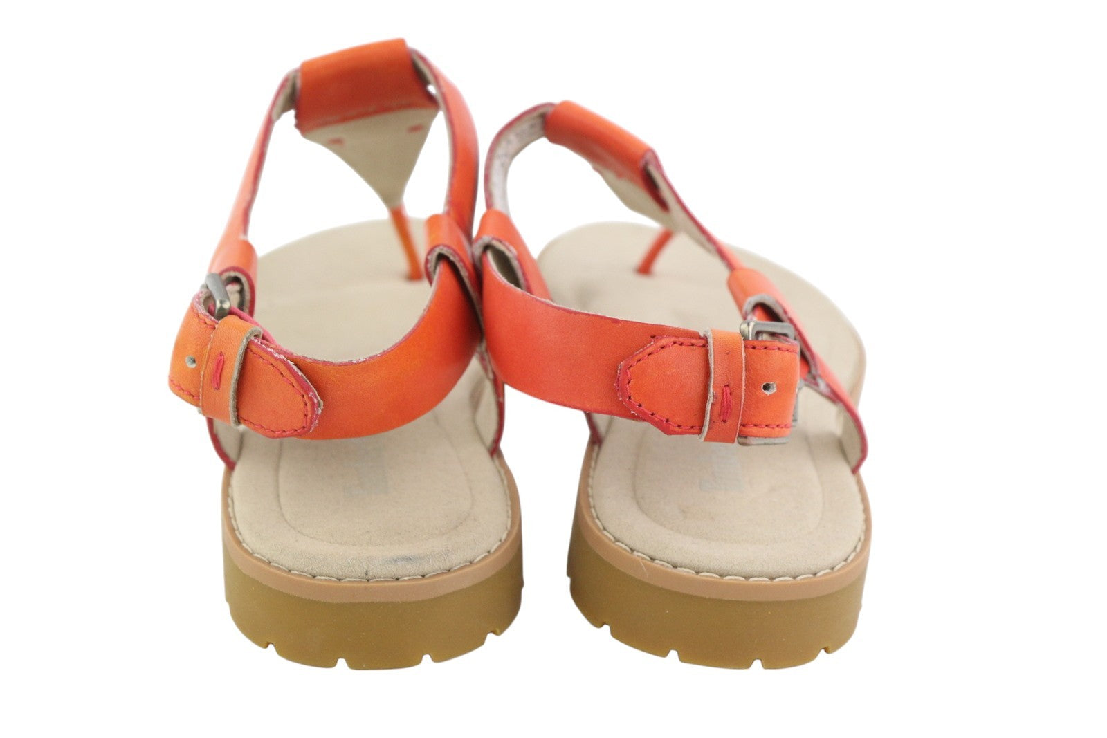 TIMBERLAND A23UF Women's EU36 Orange Leather Open Toe Buckle Flat Sandals