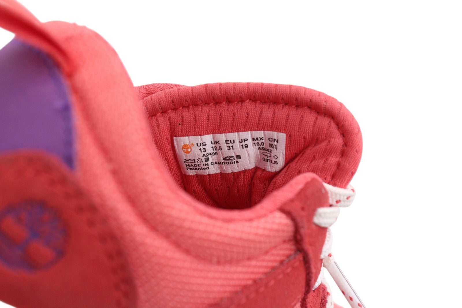 TIMBERLAND A2499 Girl's Sneakers EU31 Pink Low Top Lace Trainers ReBOTL