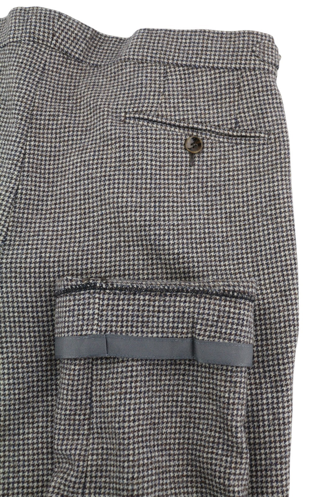 SUITSUPPLY Brentwood Int. Men's Trousers UK30R Brown Wool Houndstooth Pleated