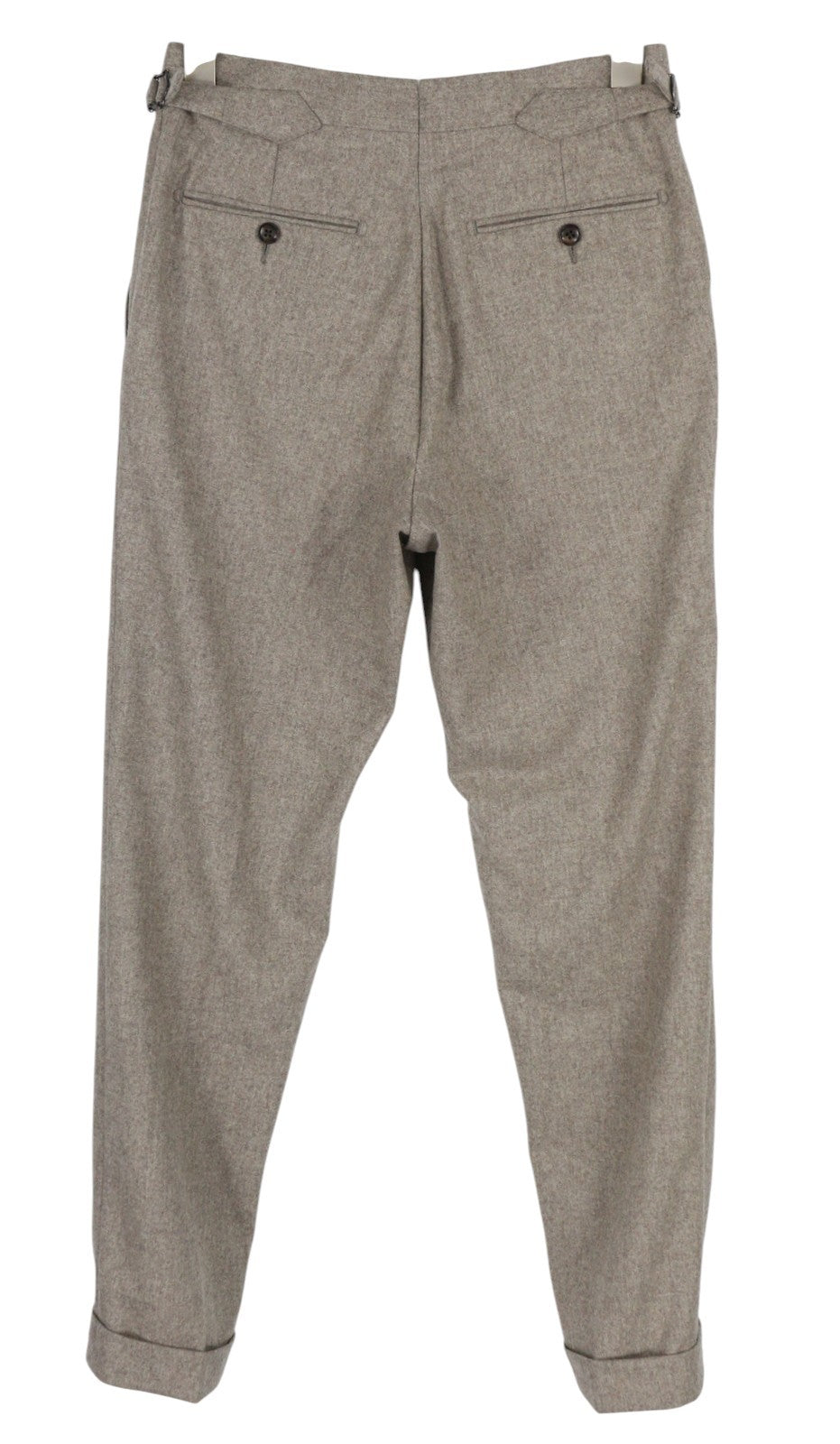 SUITSUPPLY Soho Satu Men's Trousers UK26R Grey Melange Wool Flannel Turn-Up