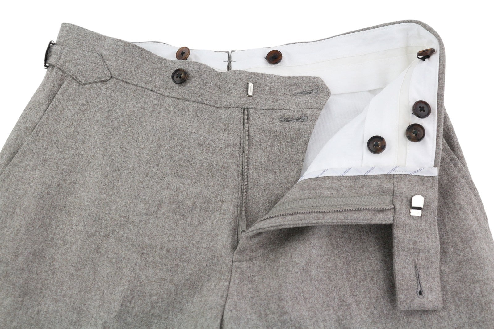 SUITSUPPLY Soho Satu Men's Trousers UK26R Grey Melange Wool Flannel Turn-Up