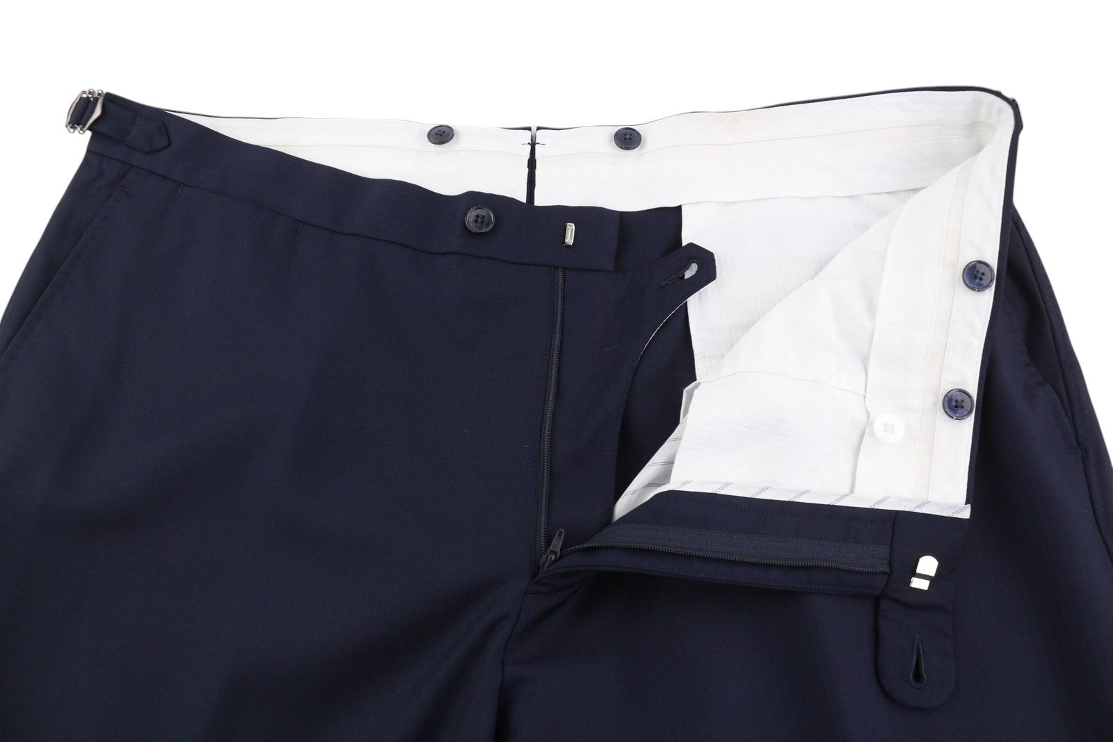 SUITSUPPLY Brescia Men's Trousers UK48S Dark Blue Wool Slim Zip Fly