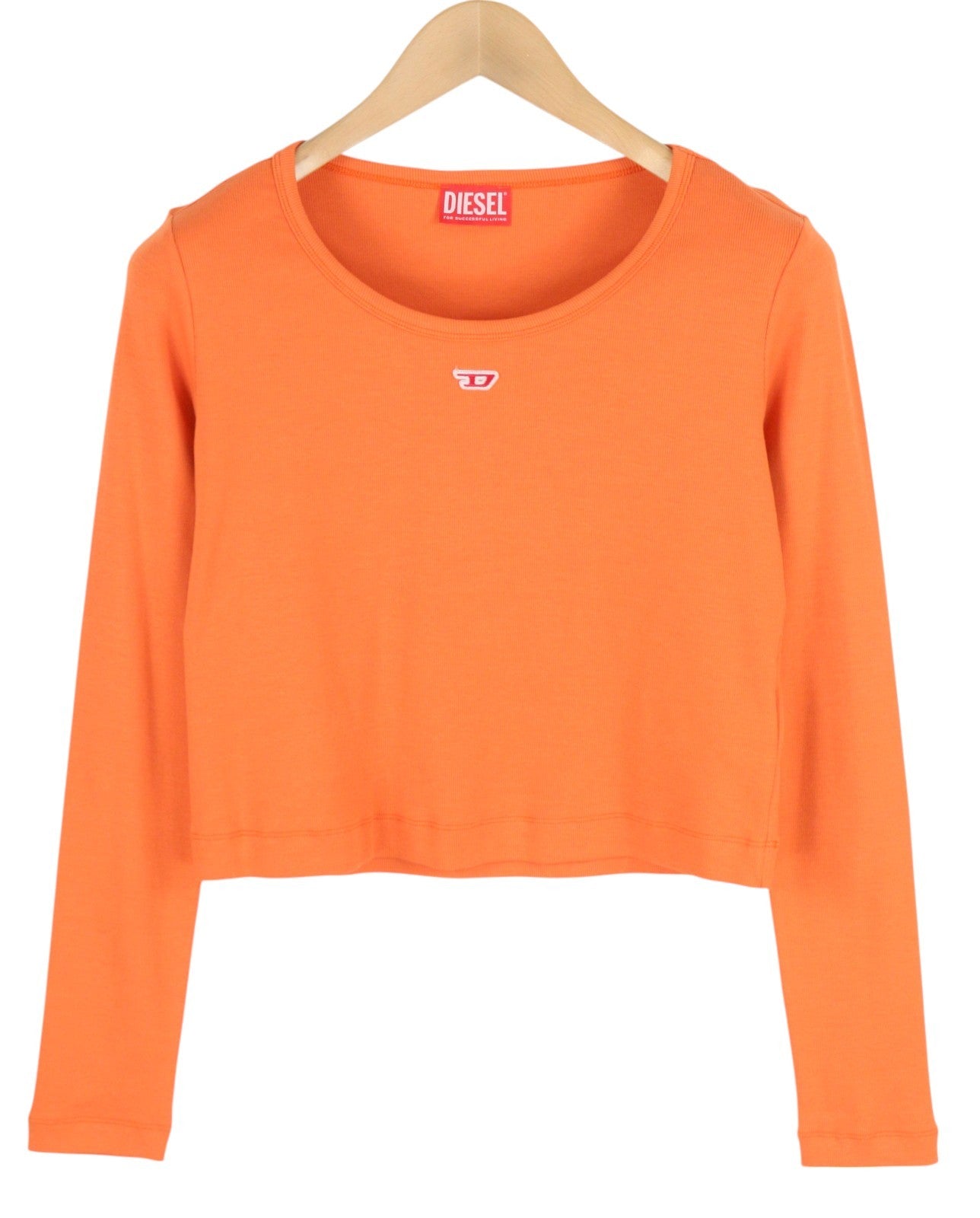 DIESEL T-Ballet-D Women's T-Shirt XL Orange Cropped Long Sleeve Stretch