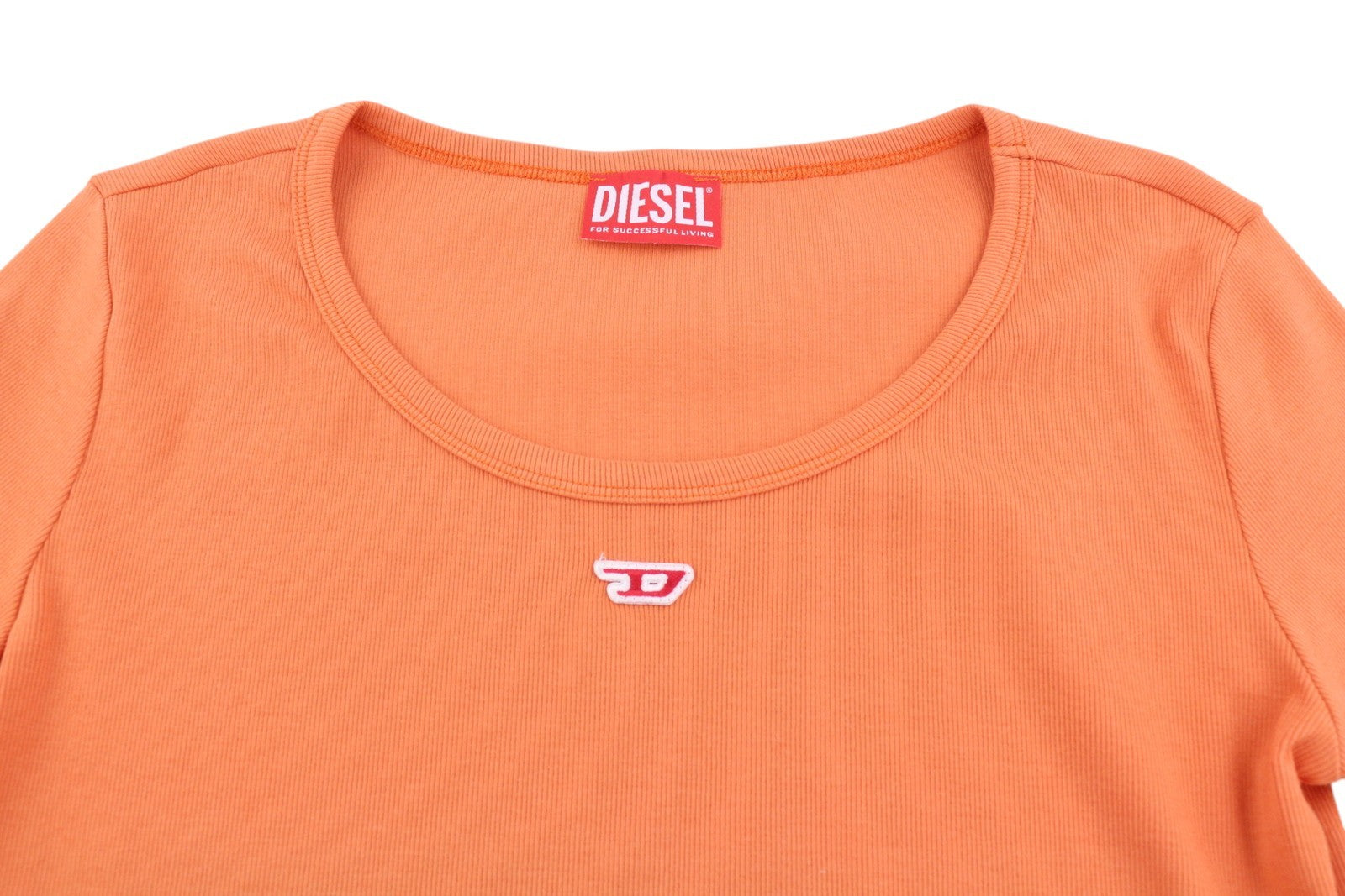 DIESEL T-Ballet-D Women's T-Shirt XL Orange Cropped Long Sleeve Stretch