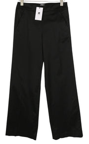PT TORINO Taylor Women's Trousers 42 W30 Black Silk Blend High Waist Flared