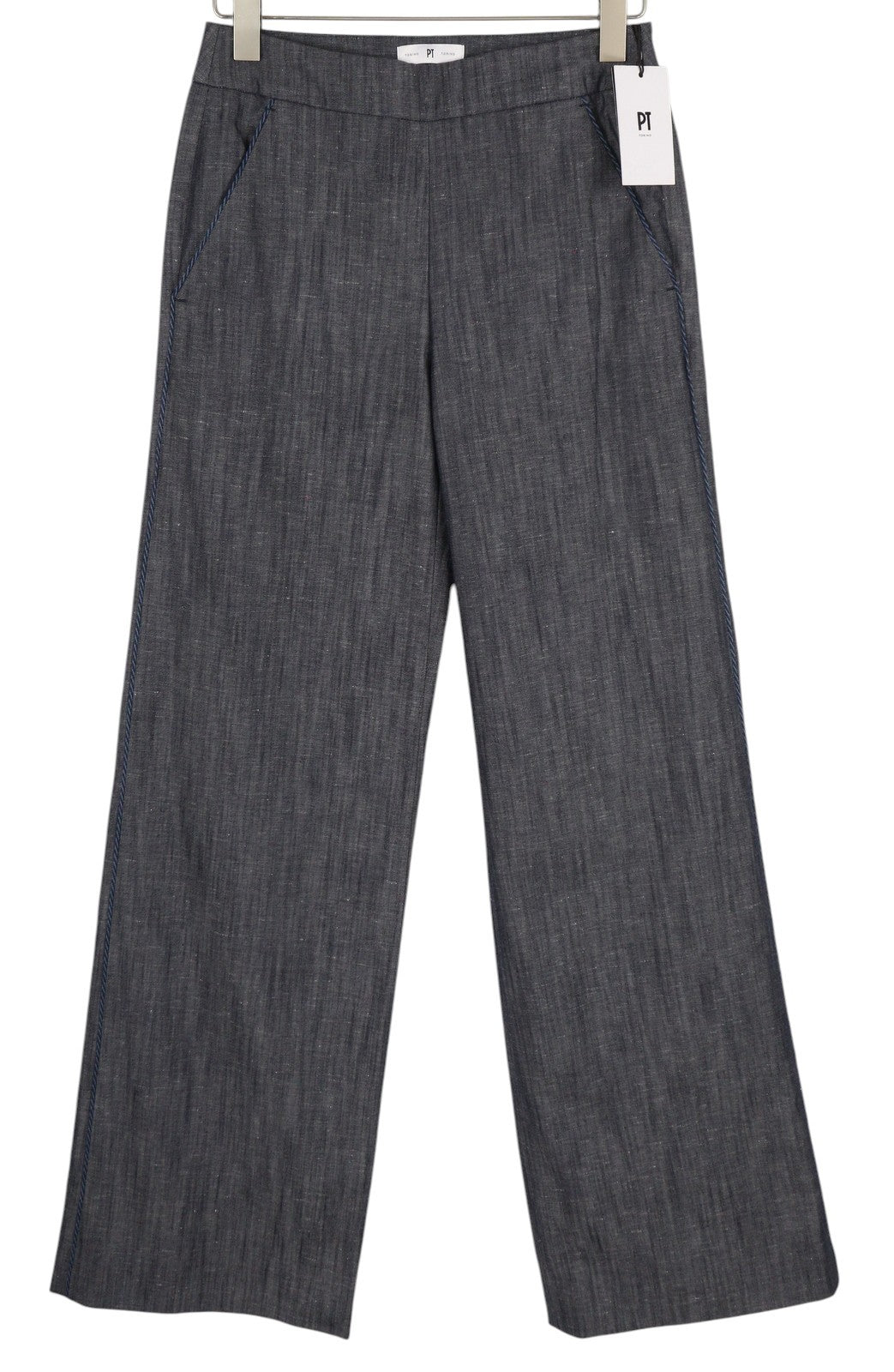 PT TORINO Taylor Women's Trousers 40 W28 Grey Linen Blend High Waist Flared