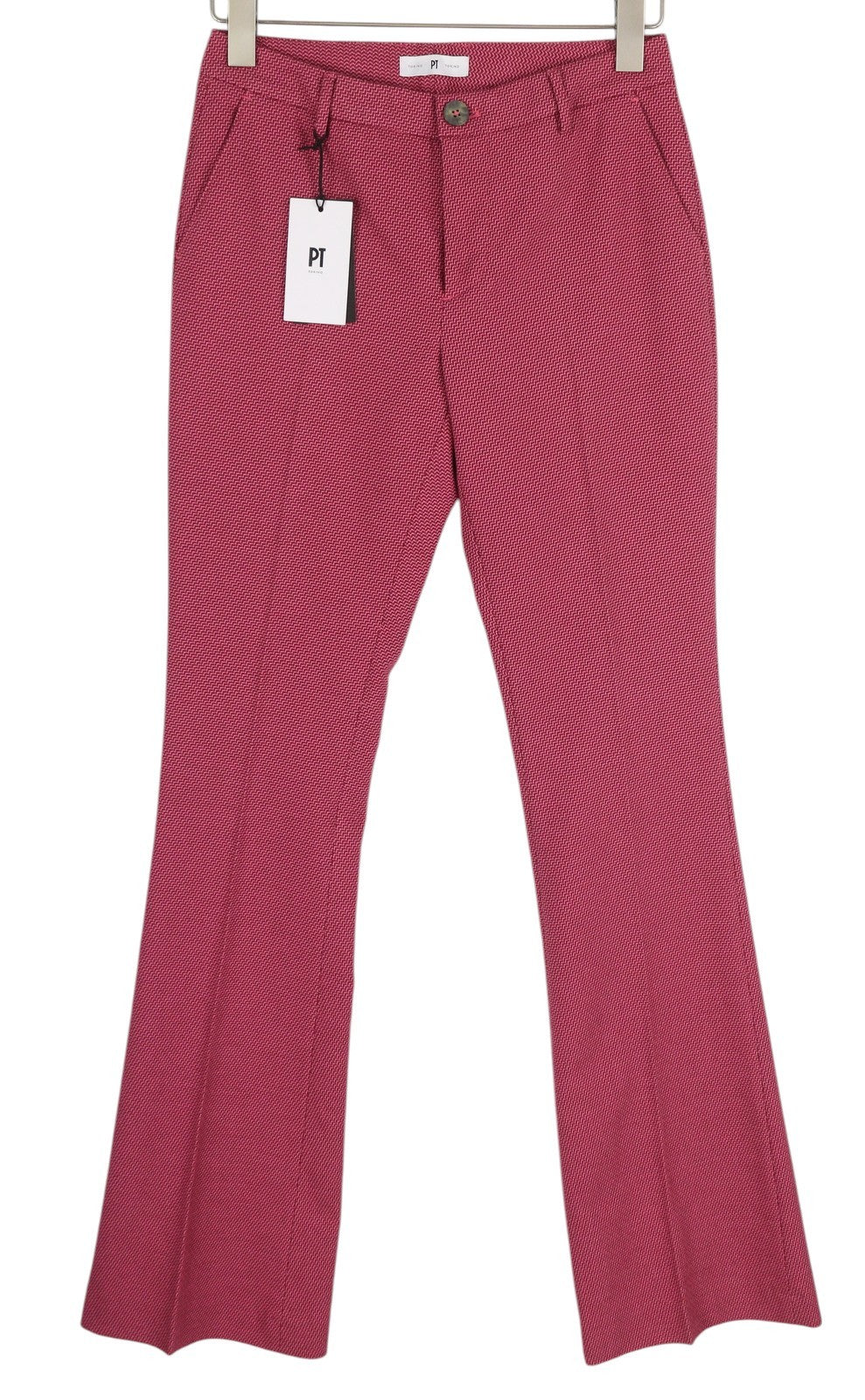PT TORINO Elsa Women's Trousers 40 W28 Purple Patterned Bootcut Zip Fly Pockets