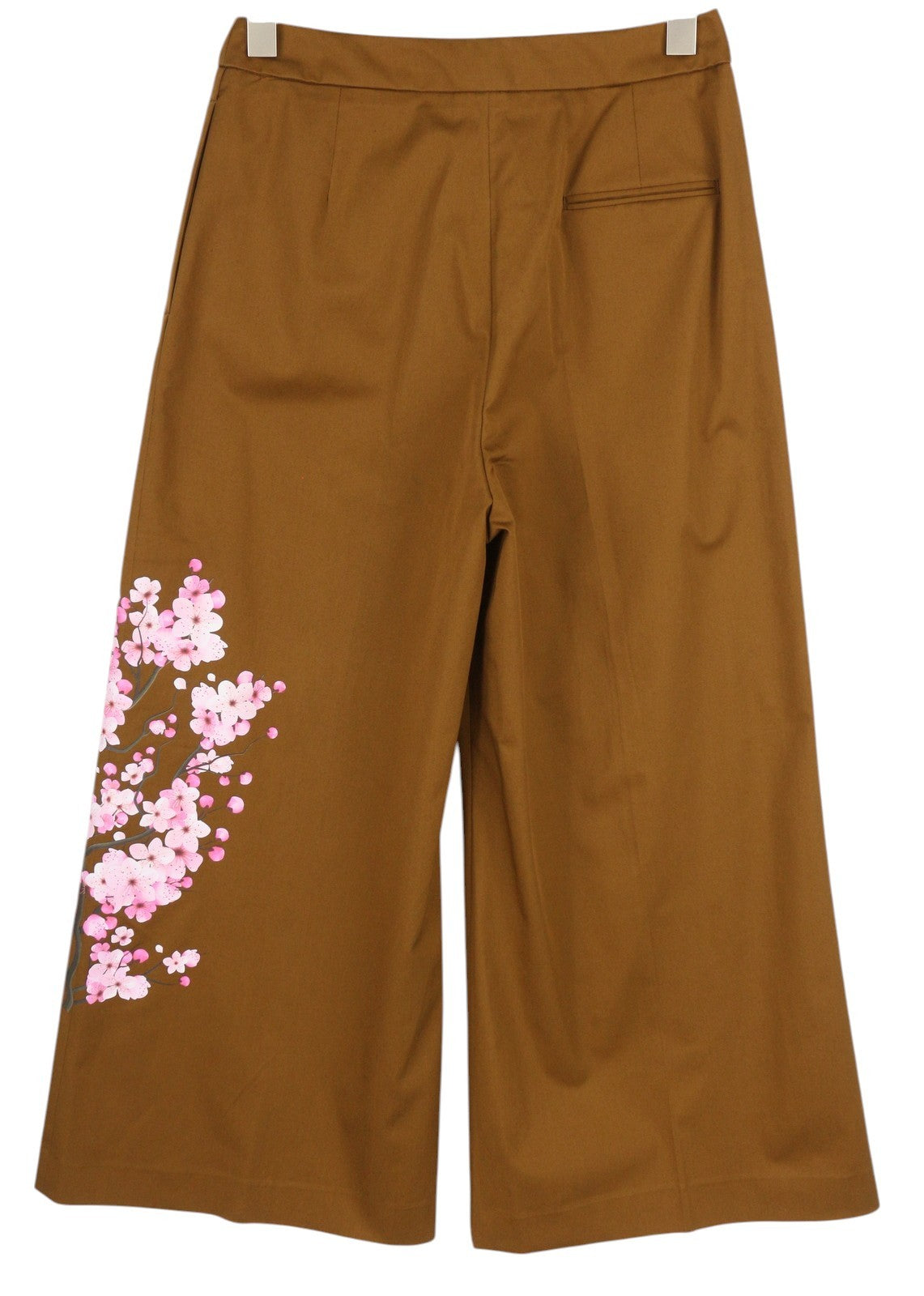 PT TORINO Mia Women's Trousers 42 W28 Brown Floral Print Flared Ankle Logo