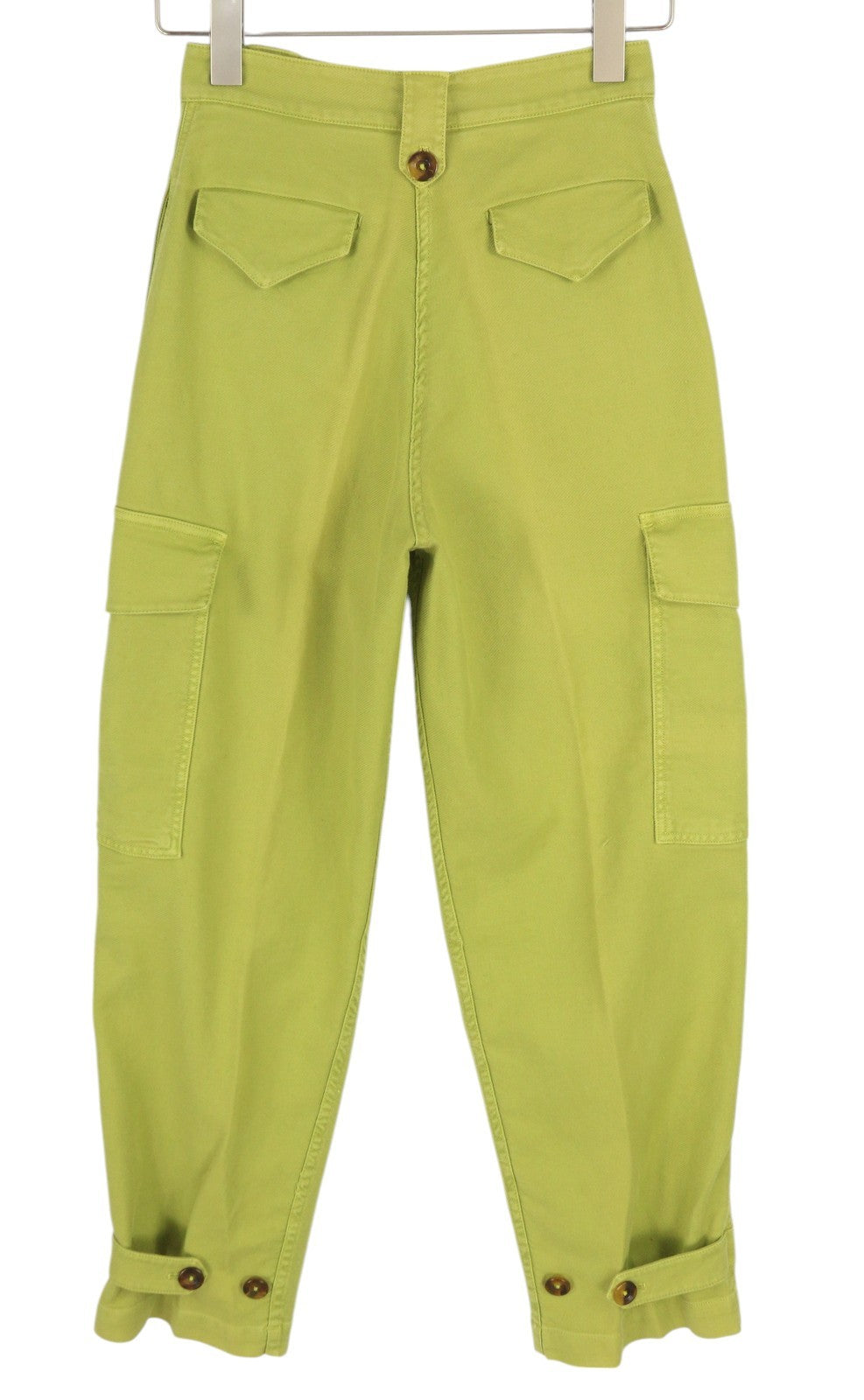 PT TORINO Zoe Women's Trousers 38 W25 Green Cargo High Rise Linen Tapered