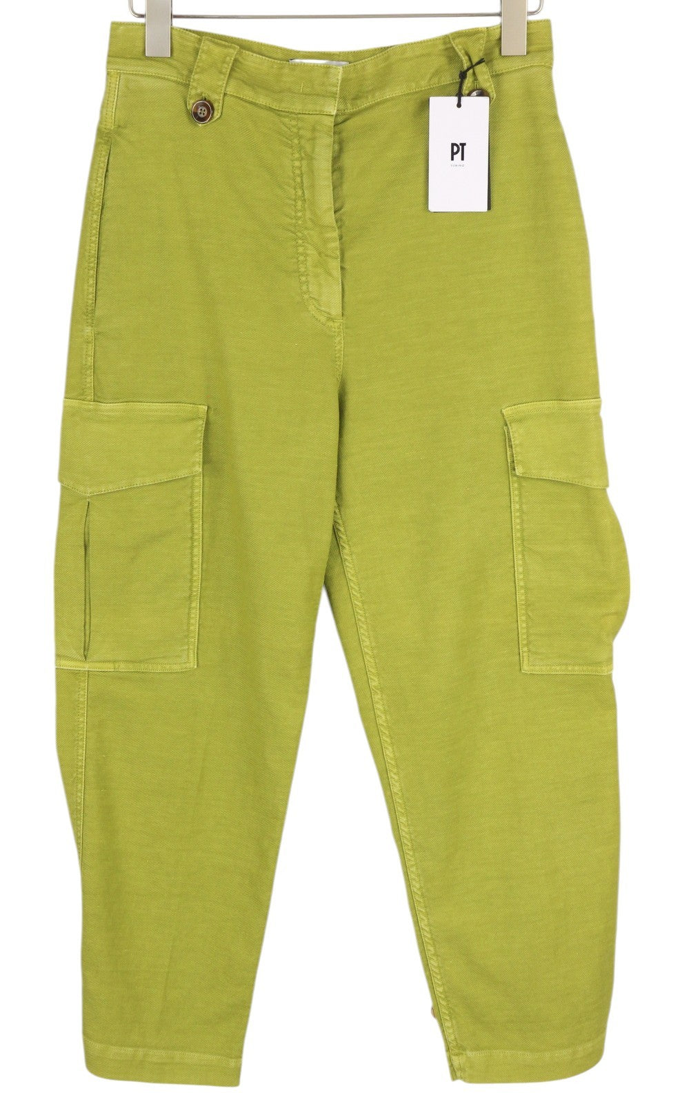 PT TORINO Zoe Women's Trousers 40 W40 Green Cargo Linen Blend Tapered Fit
