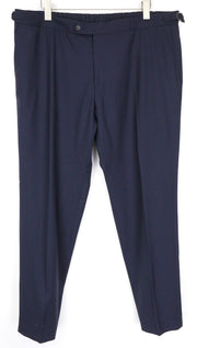 SUITSUPPLY Soho Men Trousers UK44R Navy Blue Slim Wool Flat-Front Classic