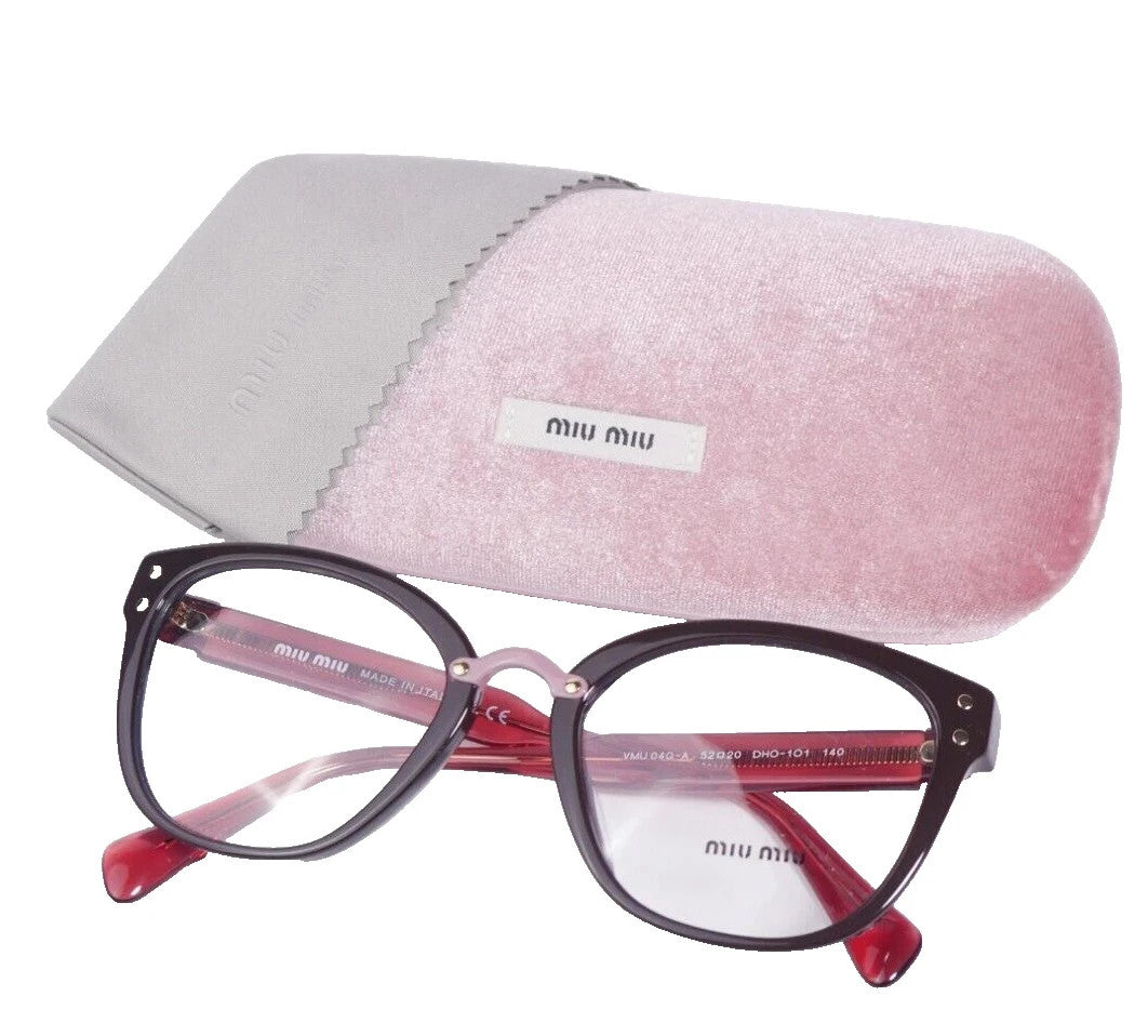 MIU MIU MU04QVA Women Eyeglasses Brown Square Frame Demo Lens 140mm Full Rim