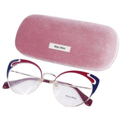 MIU MIU 50RV Women Eyeglasses Pale Gold Butterfly Frame Lens 140 Semi Rimless