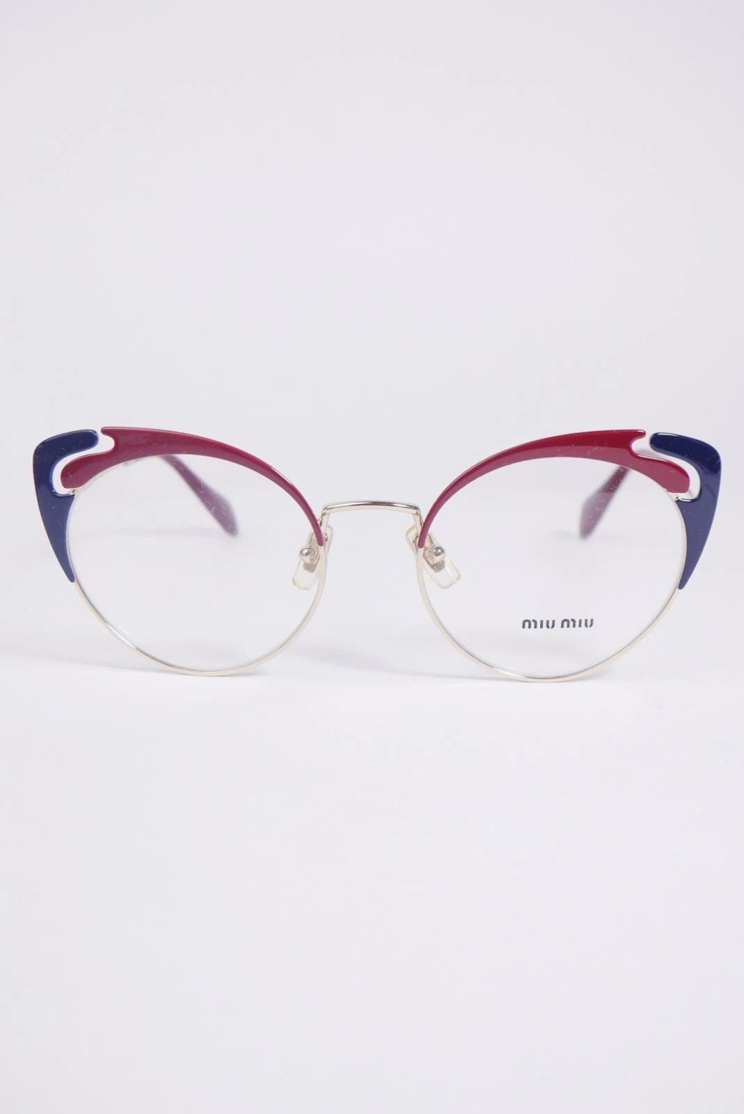 MIU MIU 50RV Women Eyeglasses Pale Gold Butterfly Frame Lens 140 Semi Rimless