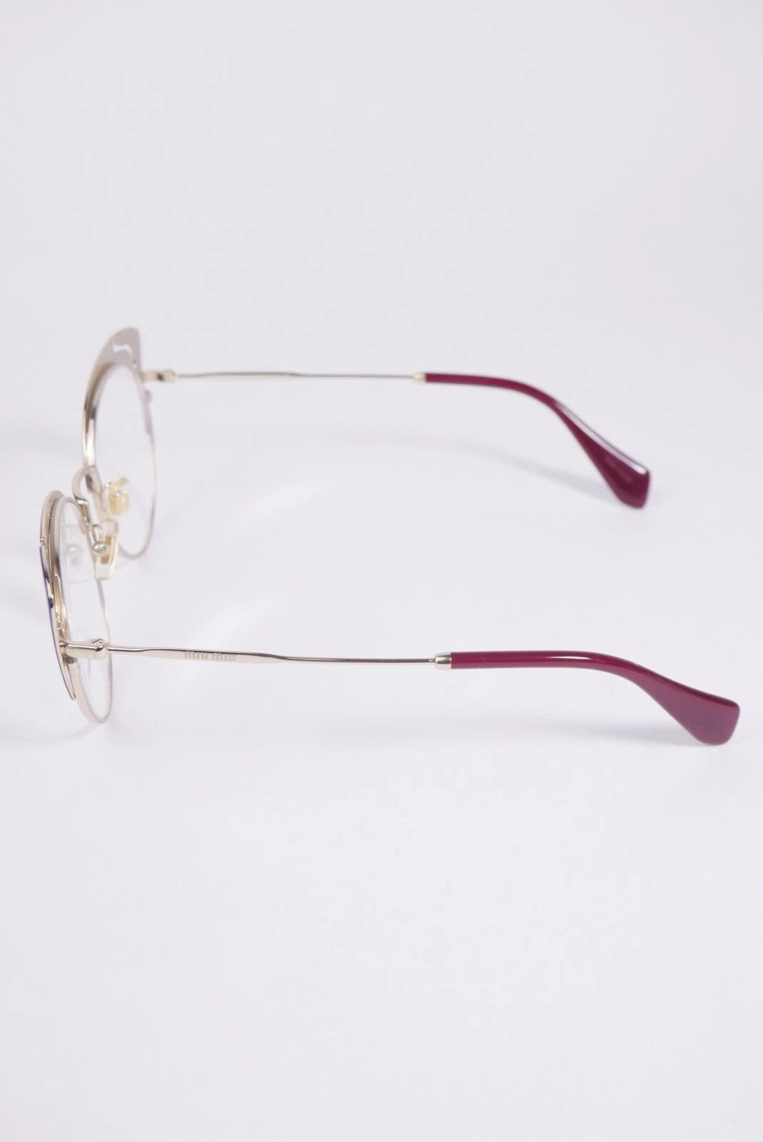 MIU MIU 50RV Women Eyeglasses Pale Gold Butterfly Frame Lens 140 Semi Rimless