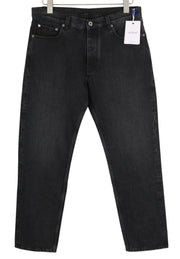 OFF-WHITE Arr Taper Men's Jeans W32 Black Washed Denim Button Fly Casual Logo