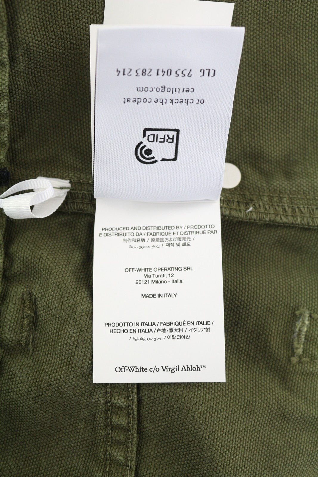 OFF-WHITE Garment Dyed Canvas Relax Men's Jeans W30 Green Straight Strap RRP799