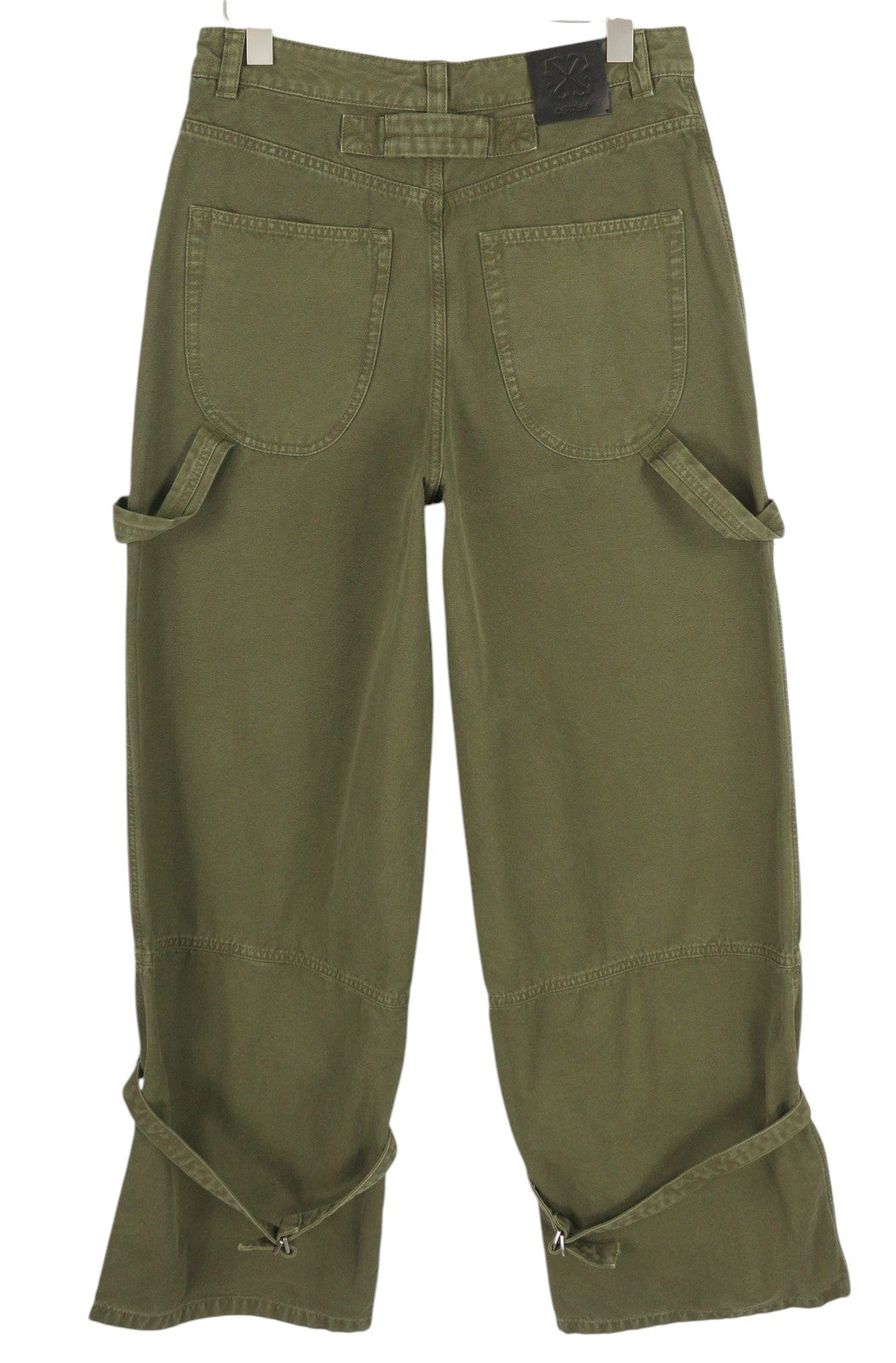 OFF-WHITE Garment Dyed Canvas Relax Men's Jeans W30 Green Straight Strap RRP799