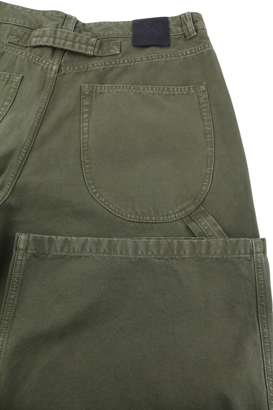 OFF-WHITE Garment Dyed Canvas Relax Men's Jeans W34 Green Straight Strap RRP799