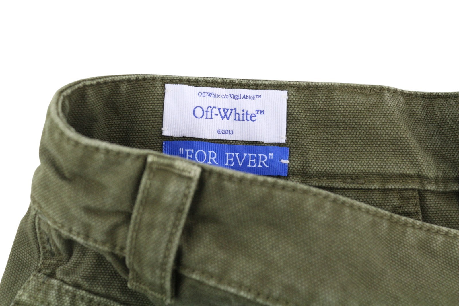 OFF-WHITE Garment Dyed Canvas Relax Men's Jeans W34 Green Straight Strap RRP799