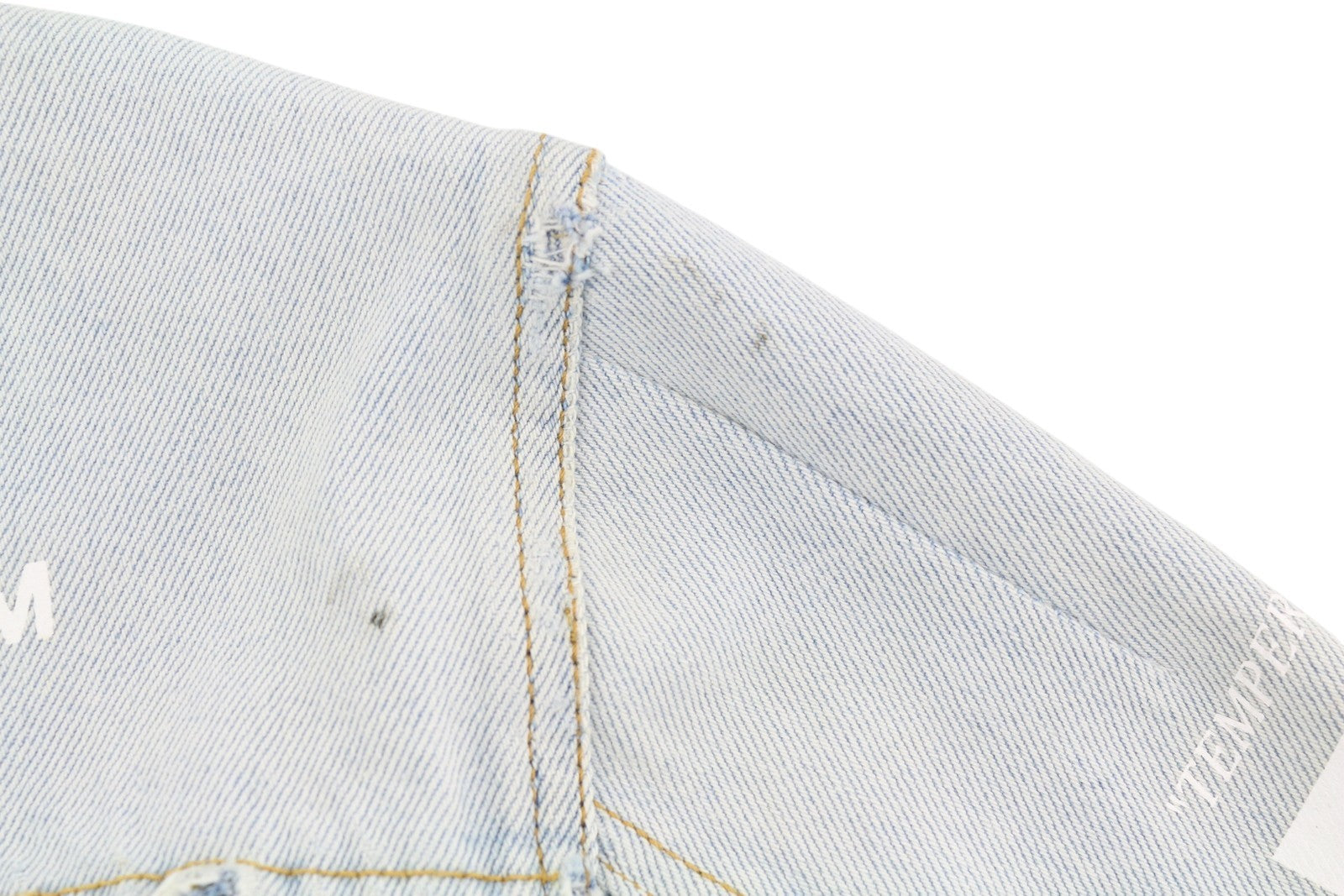 OFF-WHITE Over Men's Denim Jacket 2XL Blue Bleached Distress Trucker RRP599