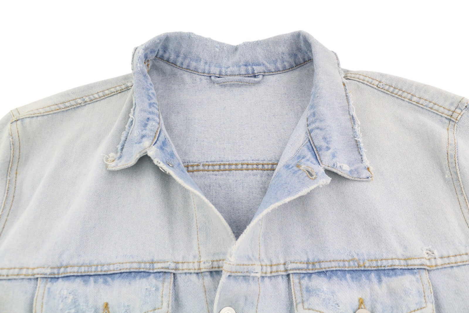 OFF-WHITE Over Men's Denim Jacket 2XL Blue Bleached Distress Trucker RRP599