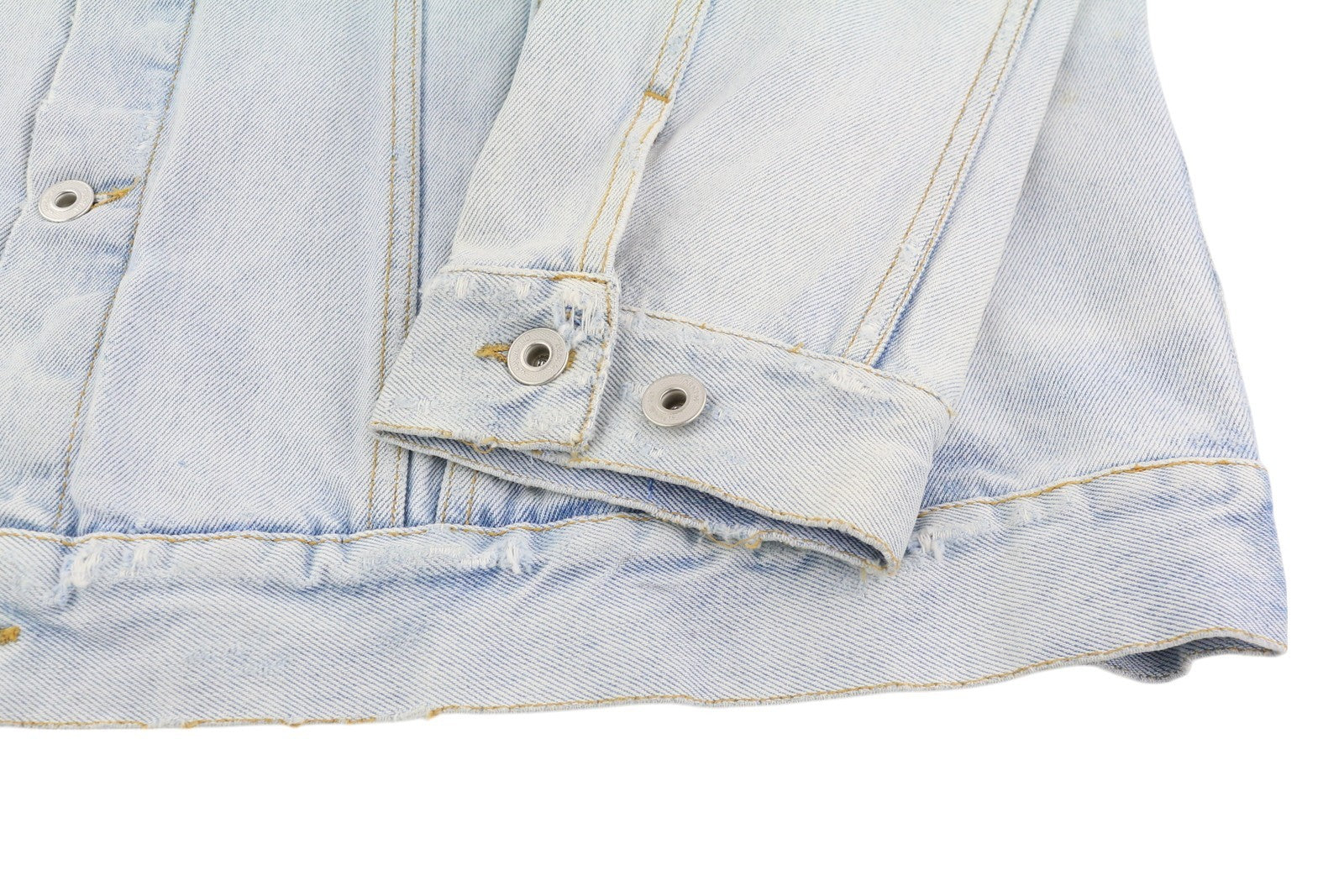 OFF-WHITE Over Men's Denim Jacket 2XL Blue Bleached Distress Trucker RRP599