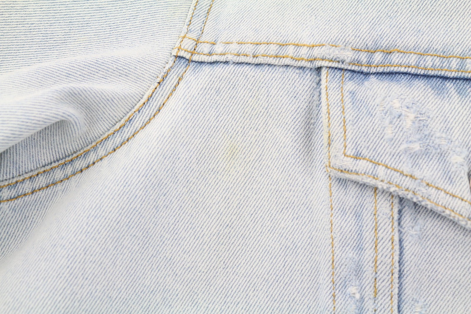 OFF-WHITE Over Men's Denim Jacket 2XL Blue Bleached Distress Trucker RRP599