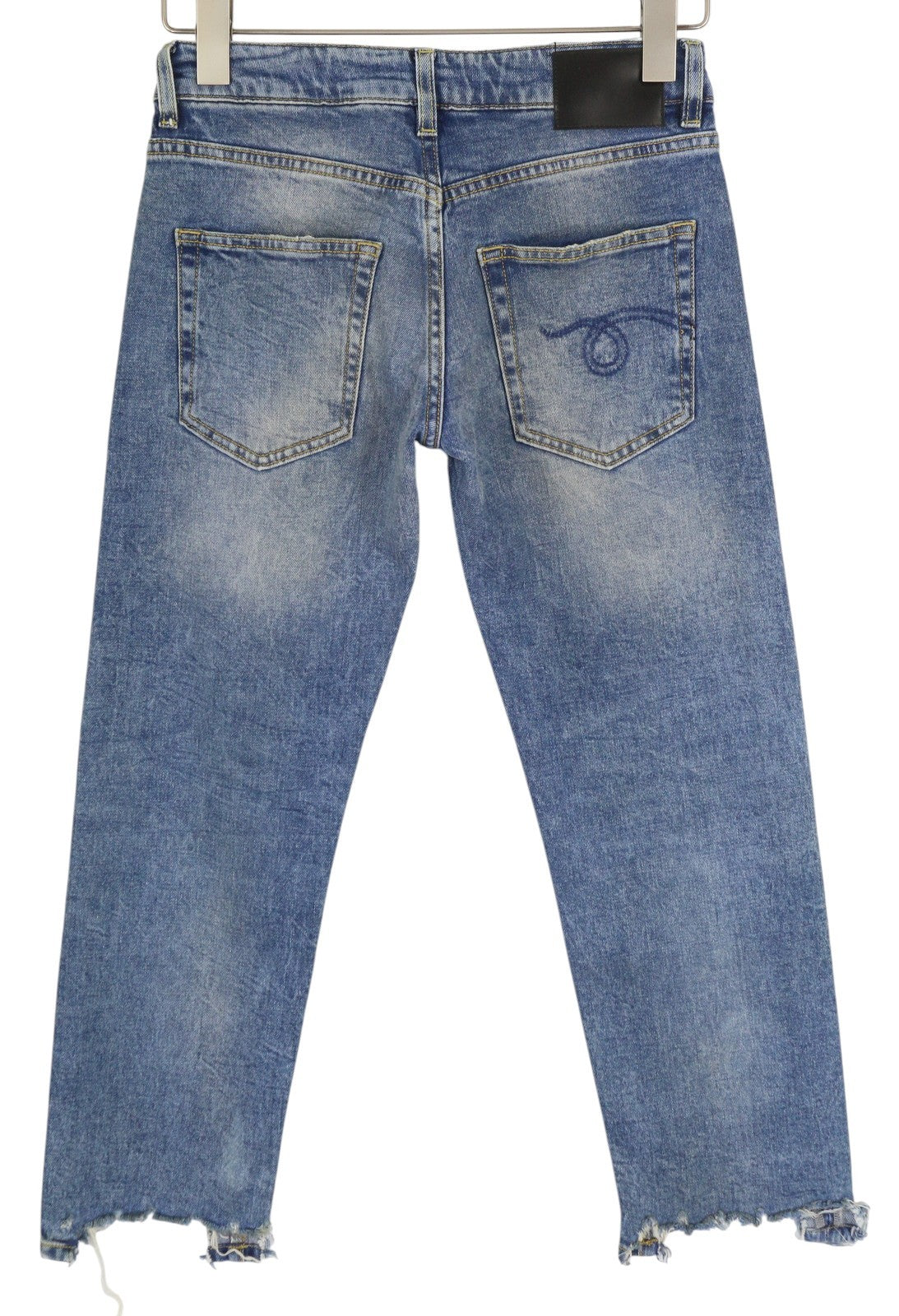 R13 Boy Straight Women's Jeans 24 Jasper Stretch Washed Ankle Distressed RRP595