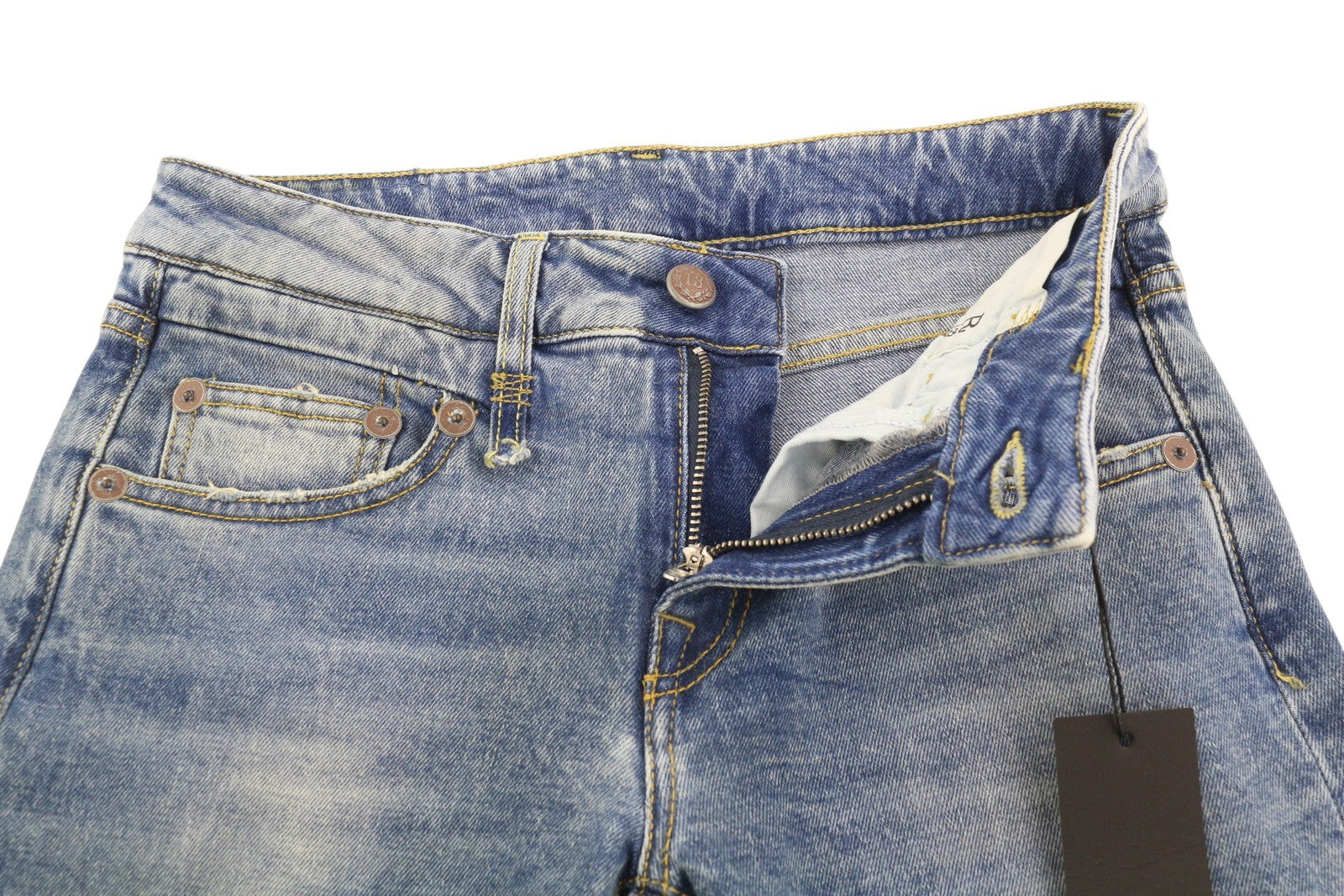 R13 Boy Straight Women's Jeans 24 Jasper Stretch Washed Ankle Distressed RRP595