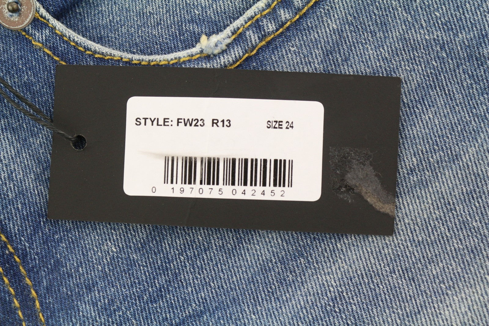 R13 Boy Straight Women's Jeans 24 Jasper Stretch Washed Ankle Distressed RRP595