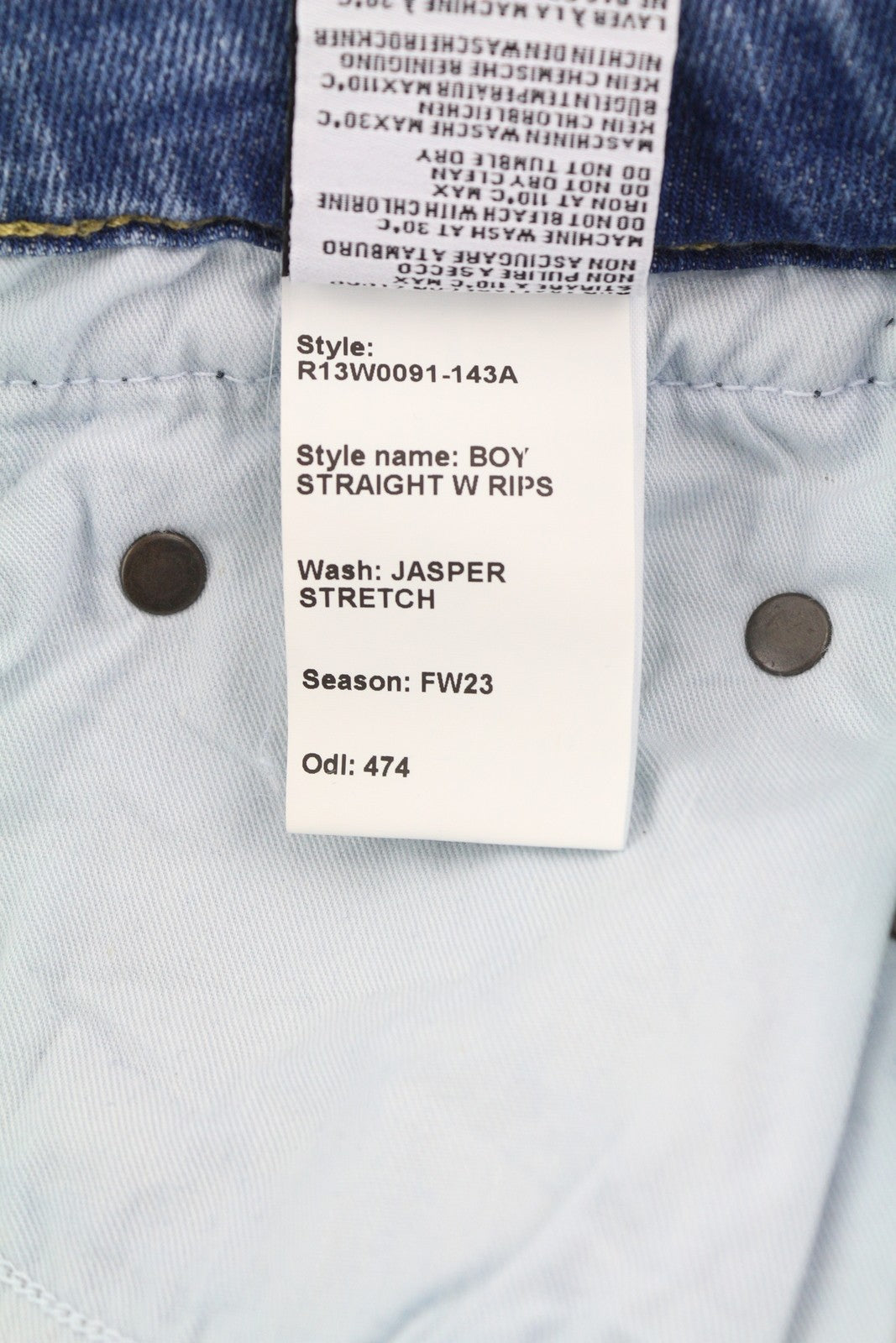 R13 Boy Straight Women's Jeans 24 Jasper Stretch Washed Ankle Distressed RRP595