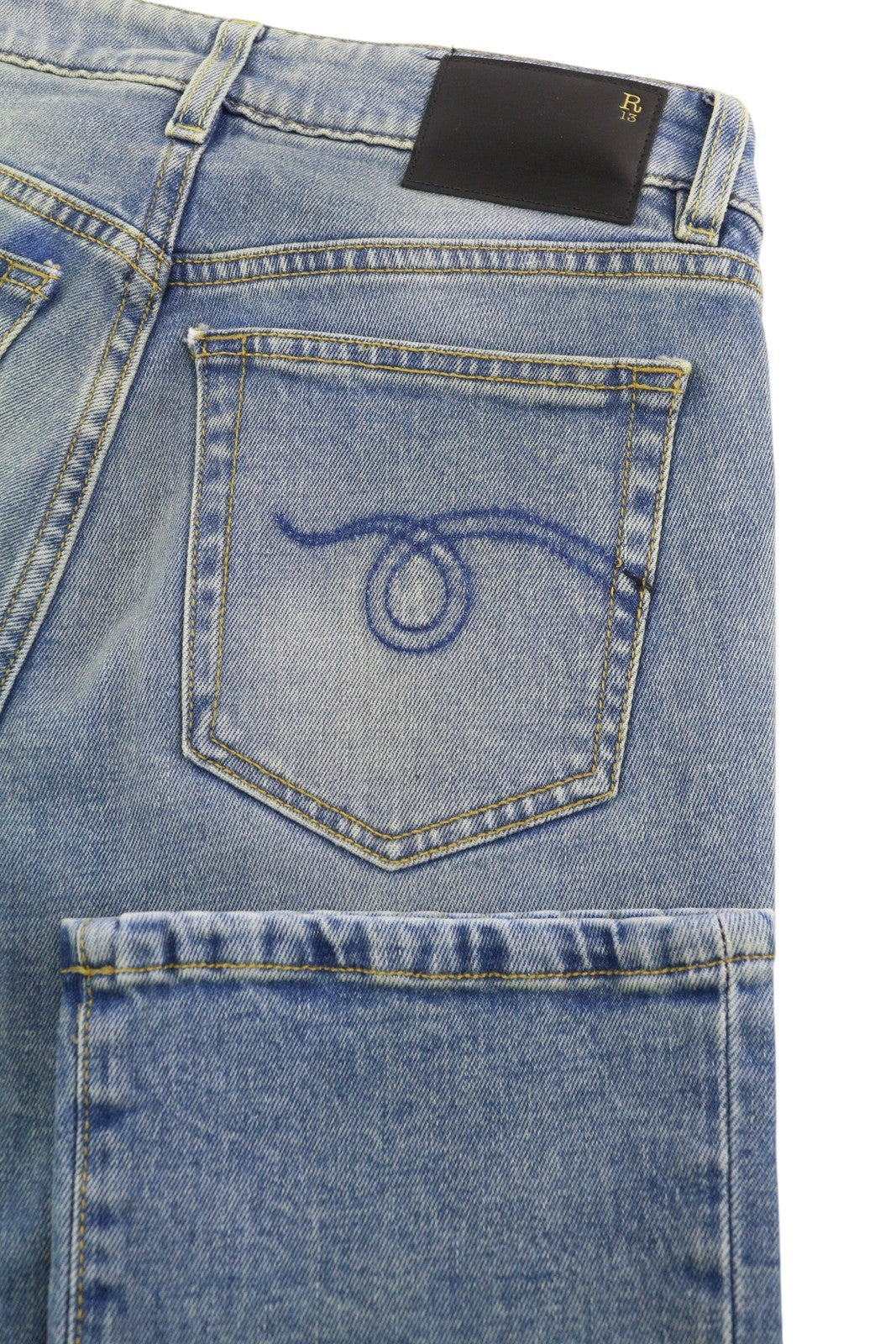 R13 Kick Women's Jeans 25 Jasper Stretch Bootcut Ankle Washed Denim RRP695