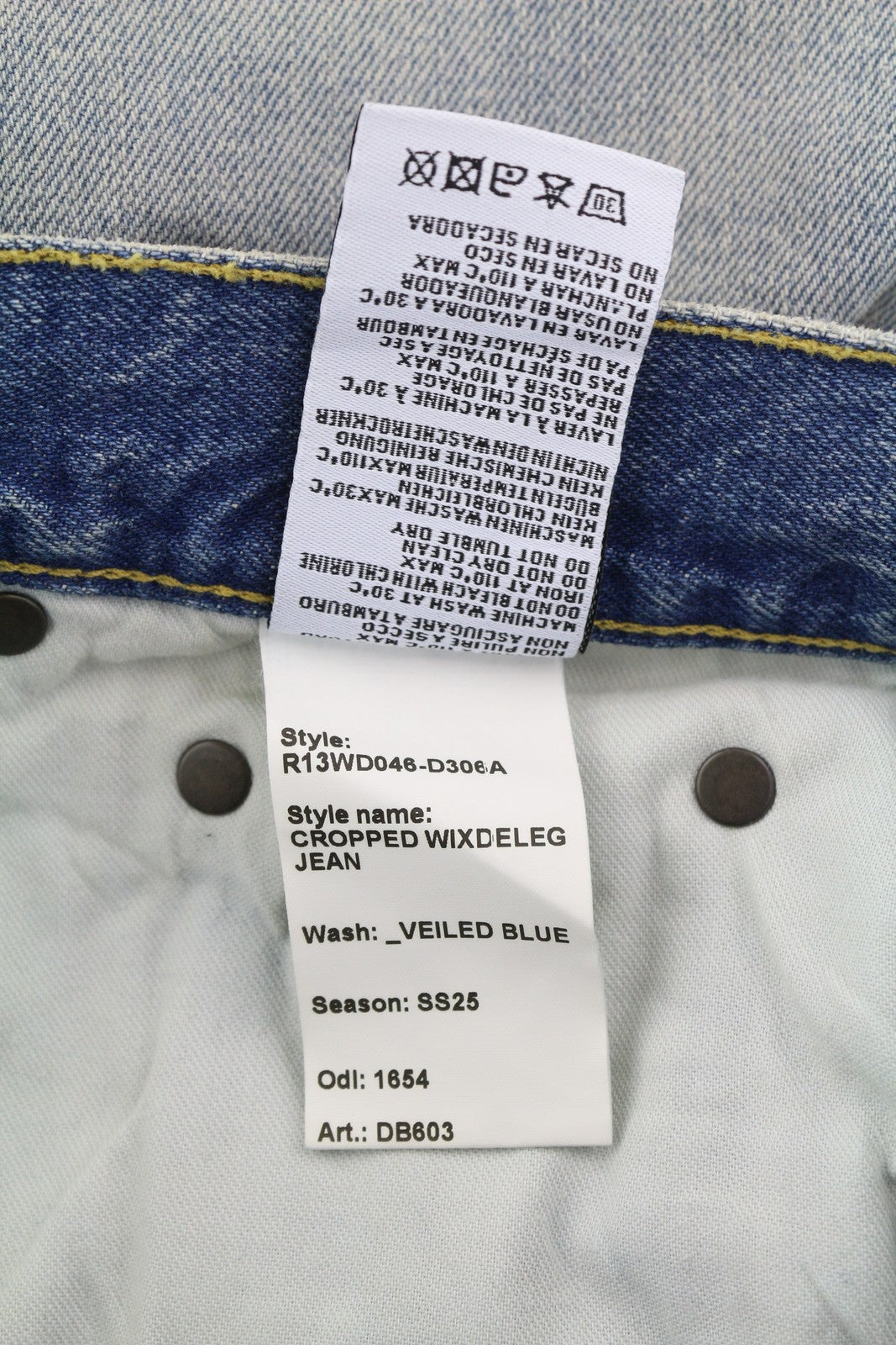 R13 Cropped Wixdeleg Women's Jeans 24 Loose Straight Ankle Washed Denim RRP795