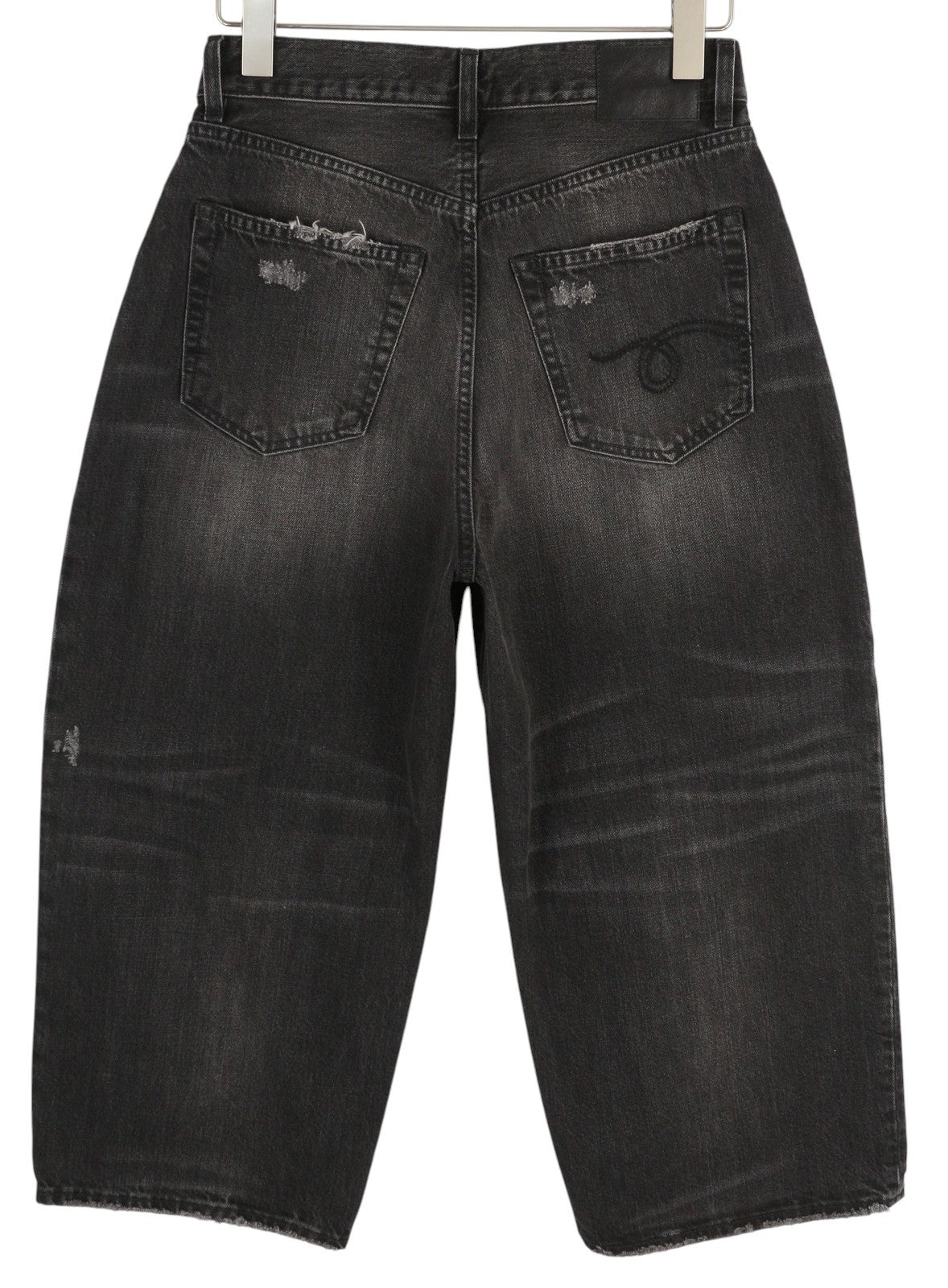 R13 Crop Wide Leg Women's Jeans 25 Wilson Black Distressed Ankle Denim RRP695