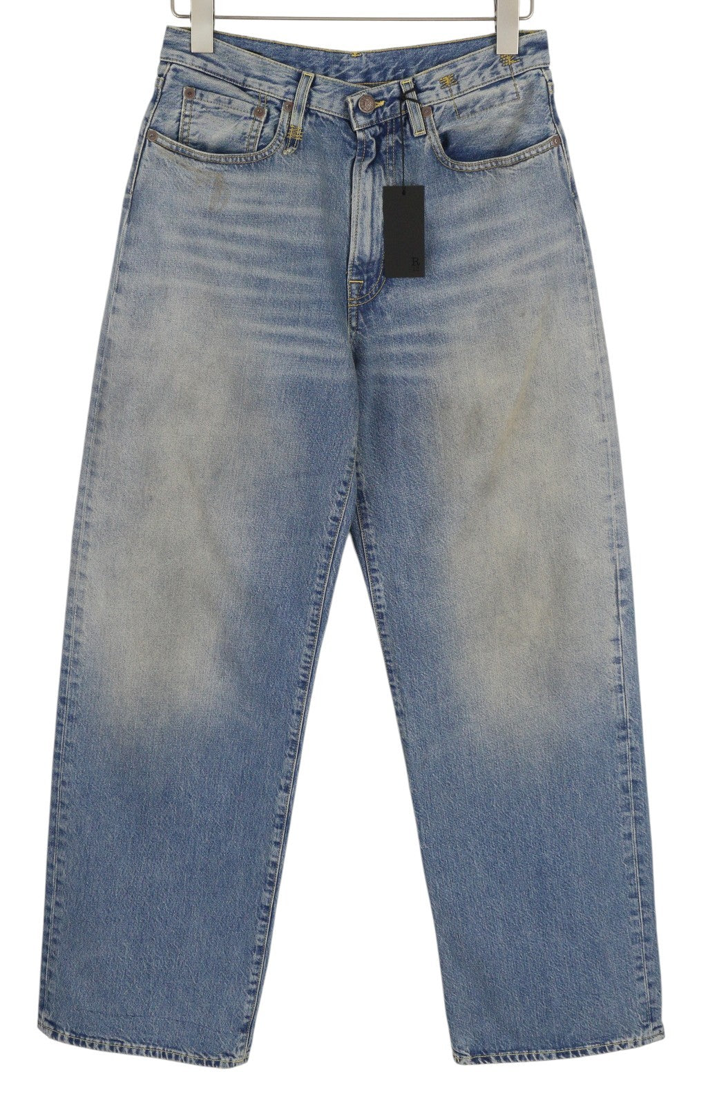 R13 D'Arcy Women's Jeans 29 Veiled Blue Painted Denim Loose Zip Fly RRP695