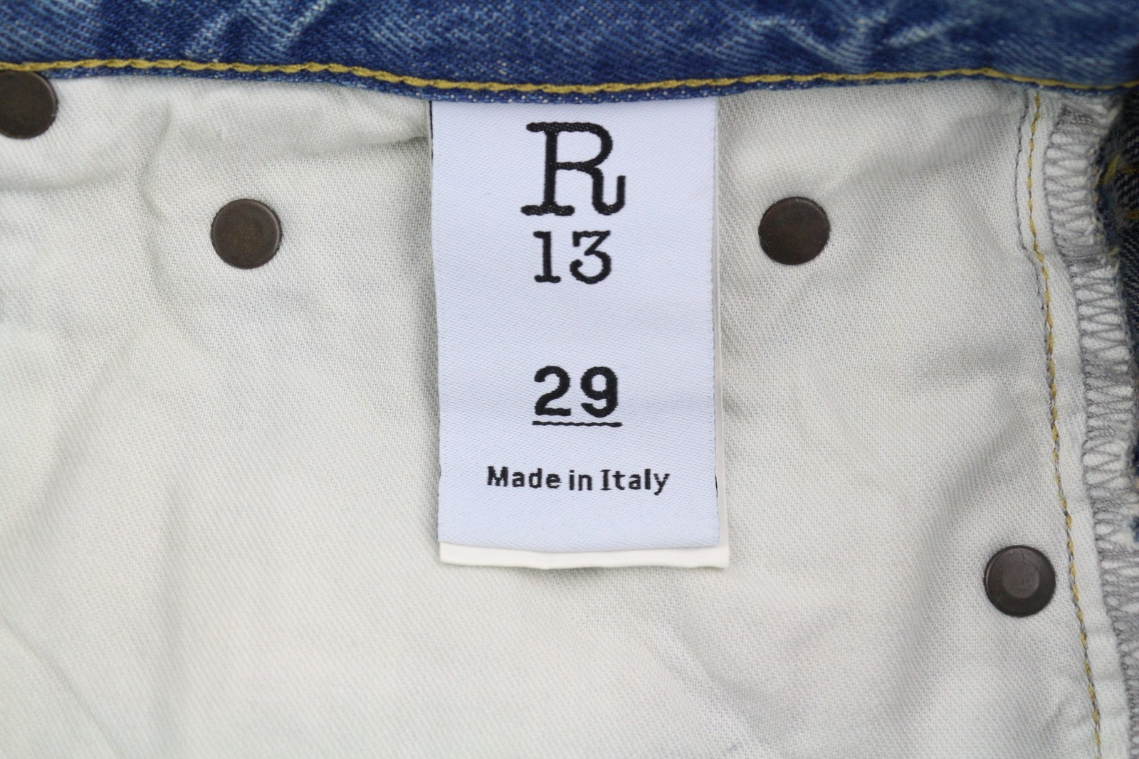 R13 D'Arcy Women's Jeans 29 Veiled Blue Painted Denim Loose Zip Fly RRP695