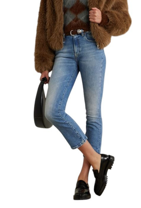 R13 Kick Women's Jeans 27 Jasper Stretch Bootcut Ankle Washed Denim RRP695