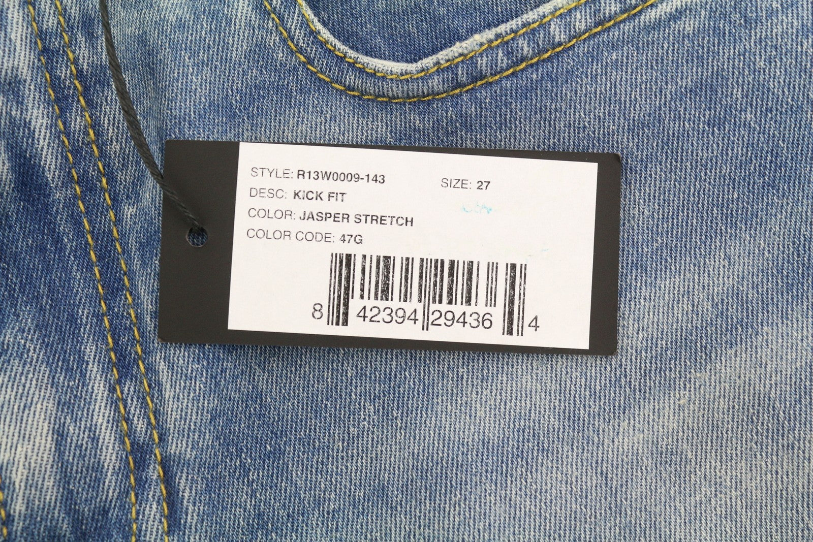 R13 Kick Women's Jeans 27 Jasper Stretch Bootcut Ankle Washed Denim RRP695