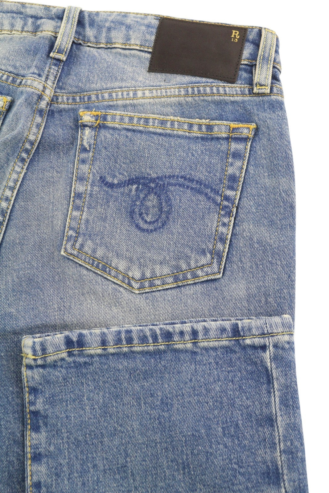 R13 Kick Women's Jeans 25 Jasper Stretch Bootcut Ankle Washed Denim RRP695