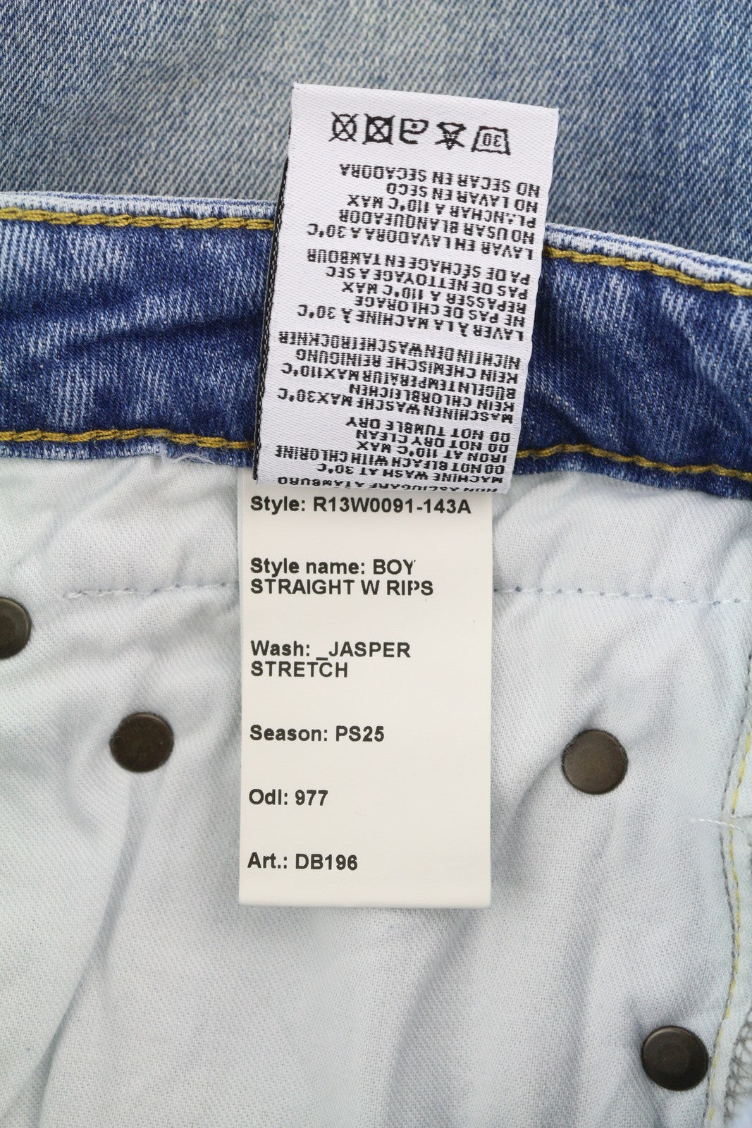 R13 Boy Straight Women's Jeans 25 Jasper Stretch Distressed Ankle Denim RRP595