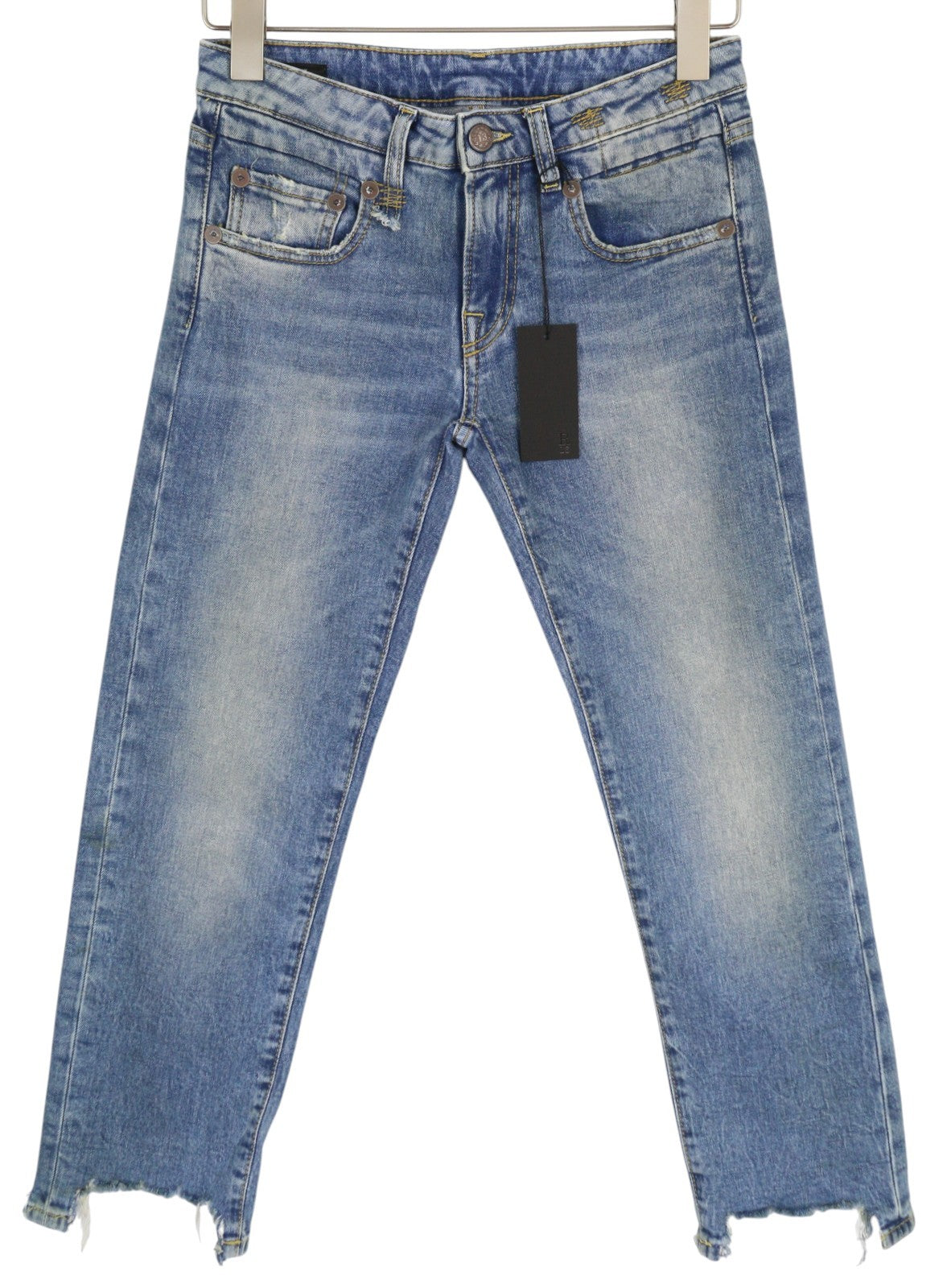 R13 Boy Straight Women's Jeans 25 Jasper Stretch Distressed Ankle Denim RRP595