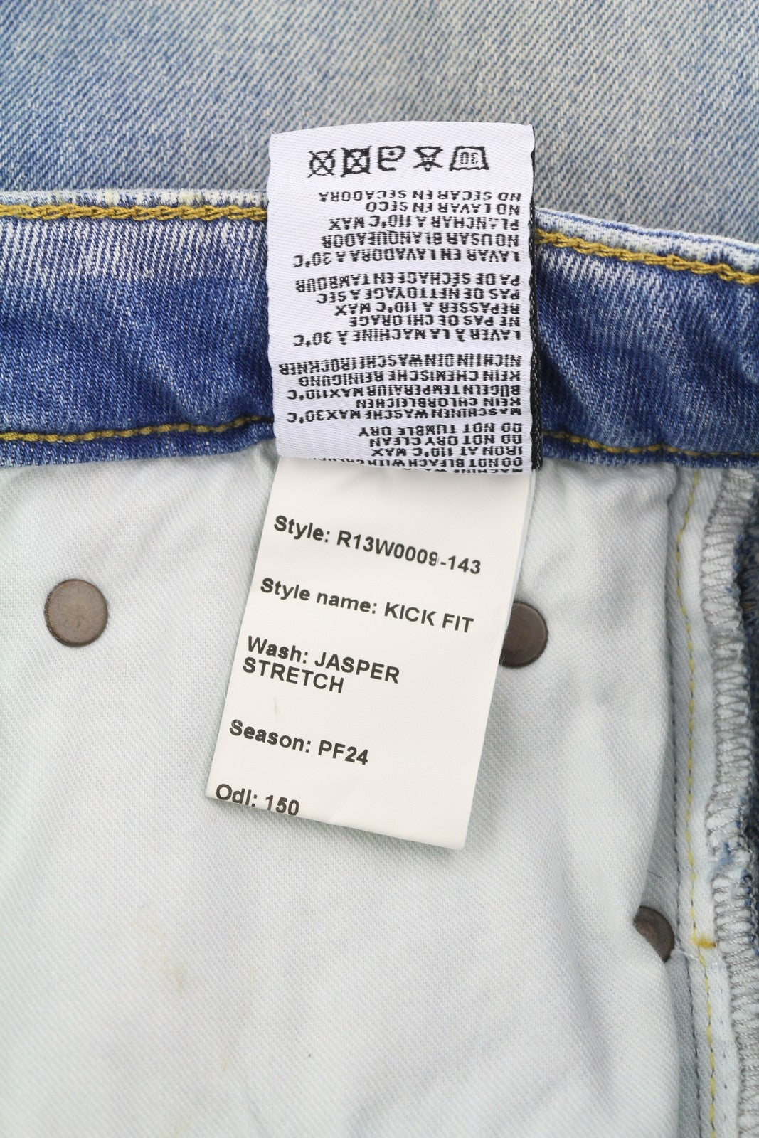 R13 Kick Women's Jeans 27 Cropped Jasper Stretch Blue Distress Zip Fly